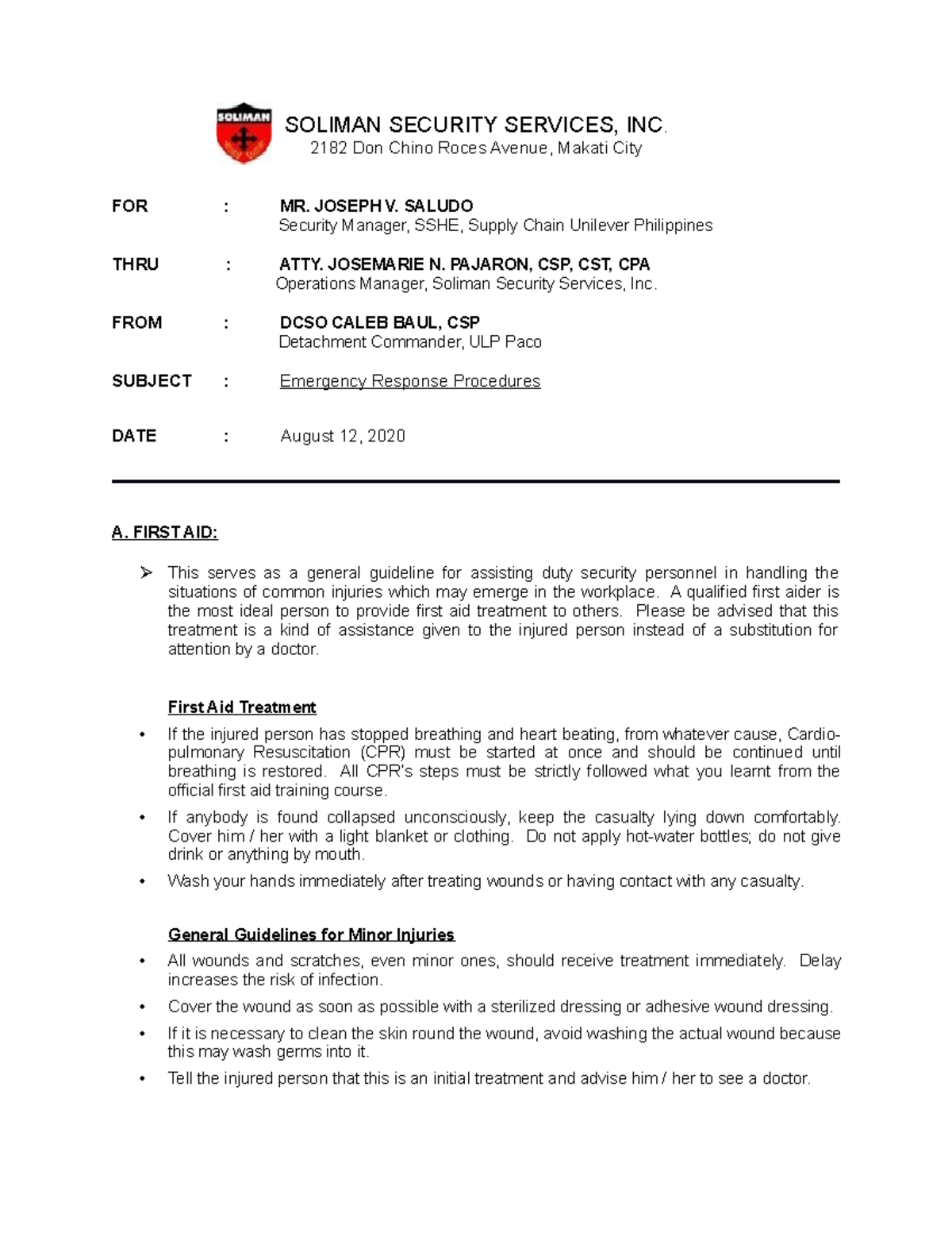 Emergency Preparedness Procedures