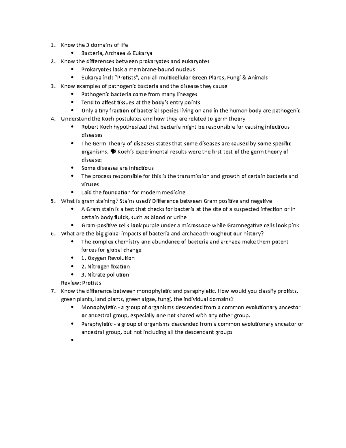 Science SCB 202 midterm - Know the 3 domains of life Bacteria, Archaea ...