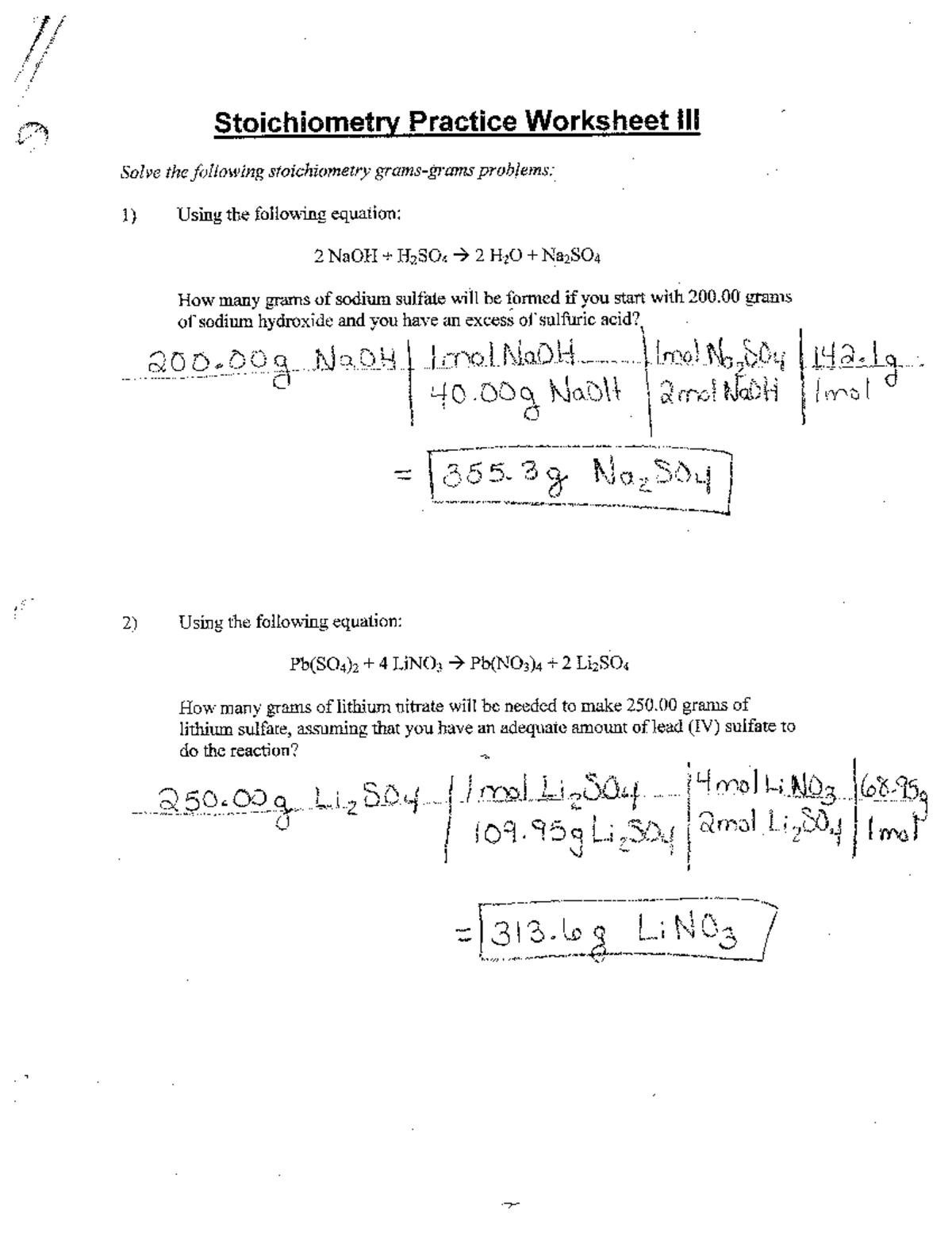 U2Stoich 2AK - Stoichiometry key - CHEM 101 - Illinois - Studocu