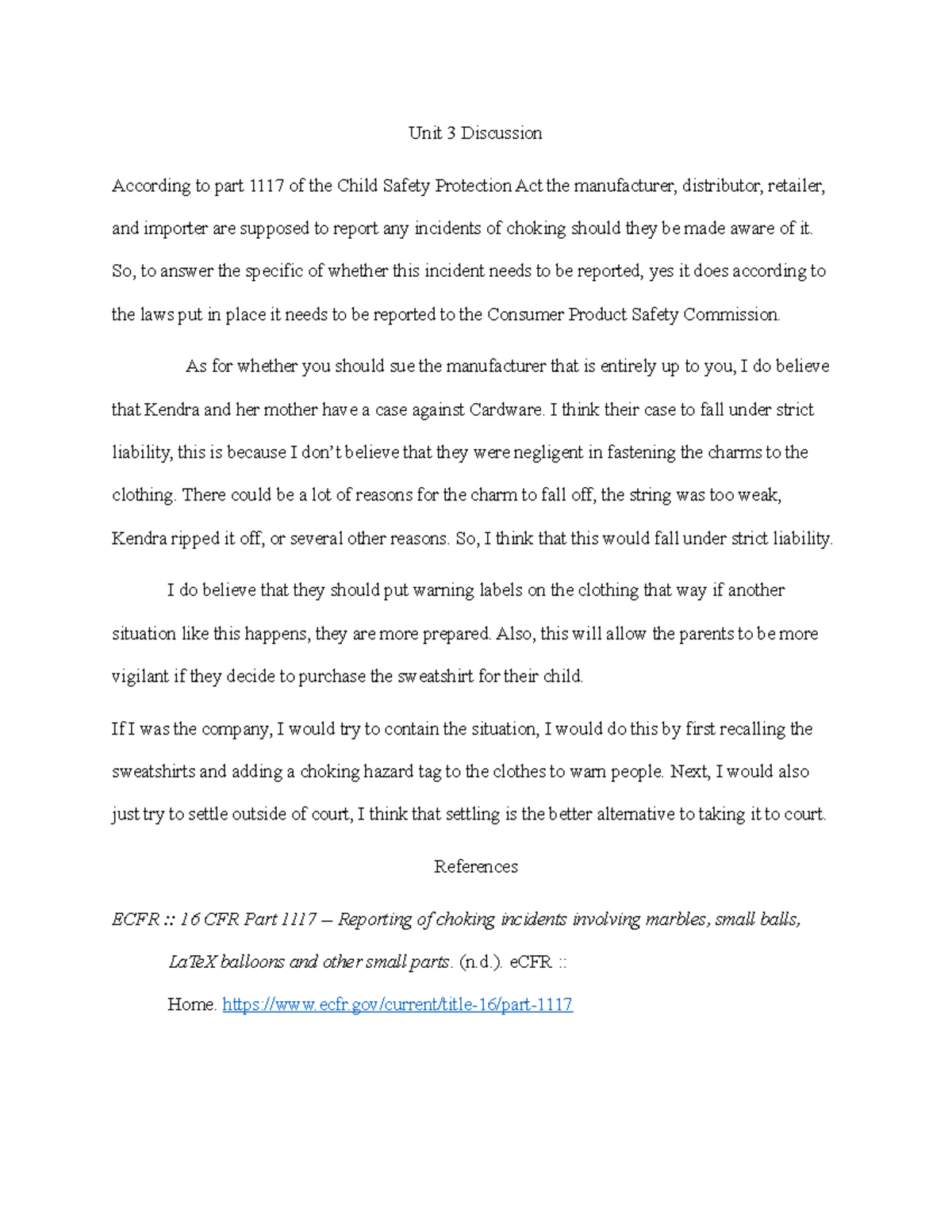 Unit 3 Discussion Unit 3 Discussion According to part 1117 of the