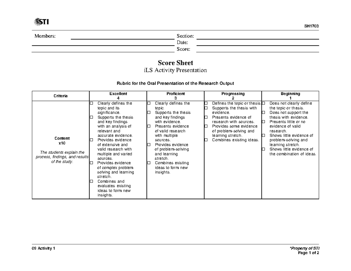 SH1703 - Disciplines And Ideas In The SS 09 Activity 1 - SH 09 Activity ...