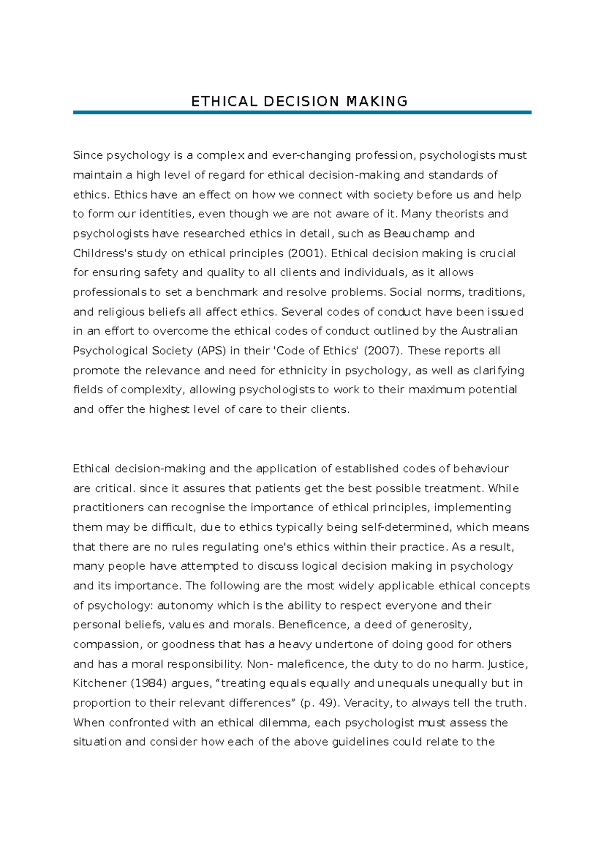 psychological ethical guidelines essay