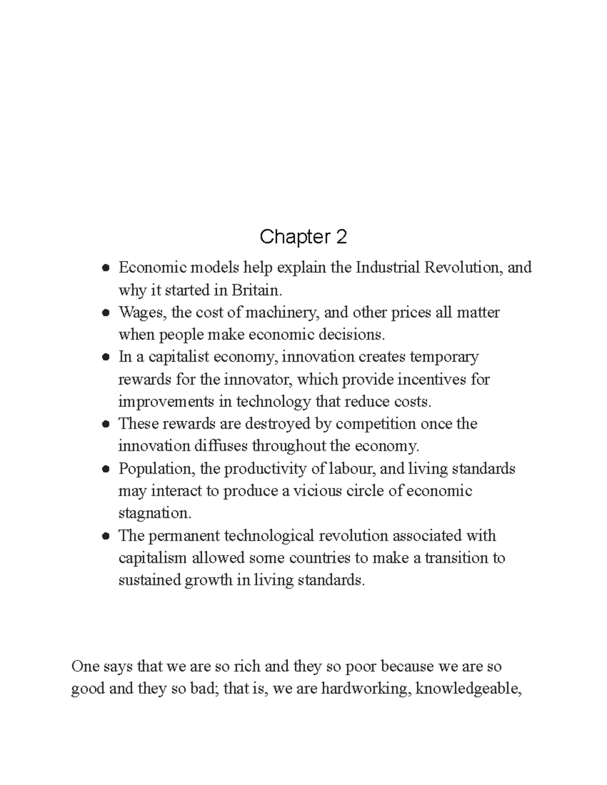 Econ Notes - Chapter 2 Economic models help explain the Industrial ...