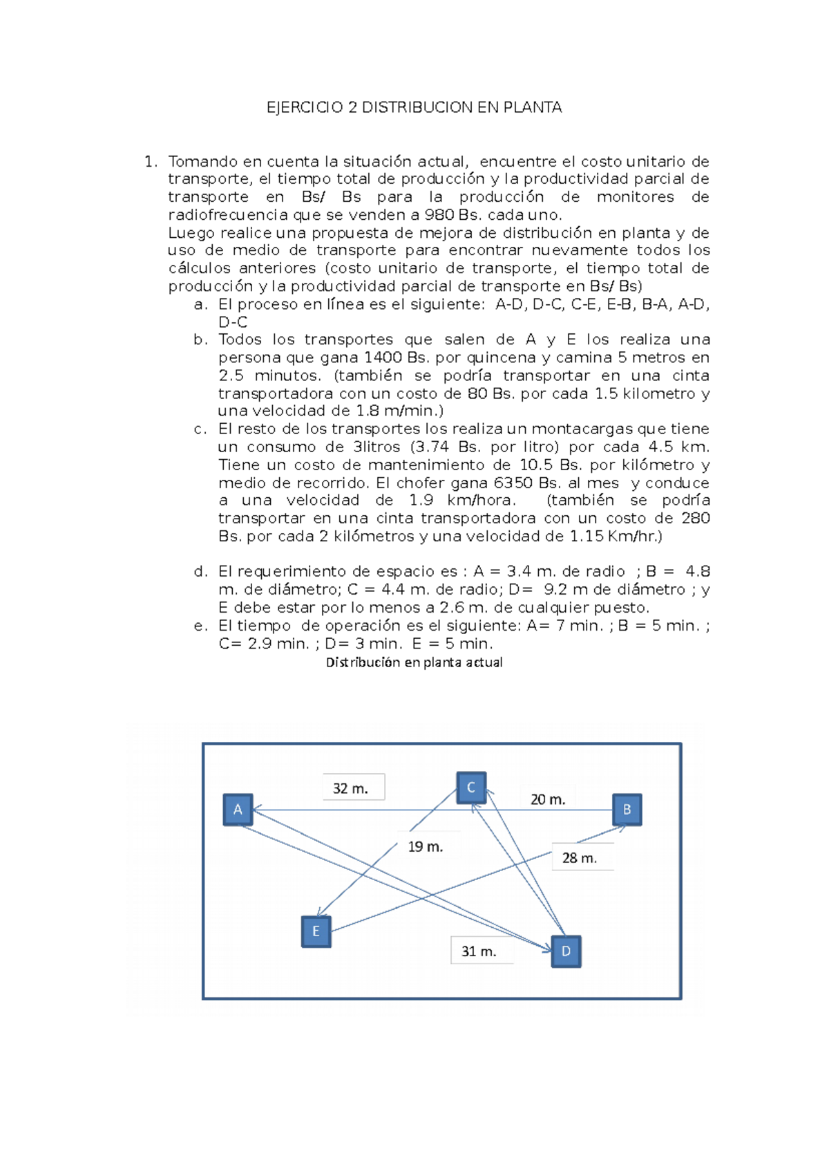 Ejercicio 2 Distribucion EN Planta - EJERCICIO 2 DISTRIBUCION EN PLANTA ...