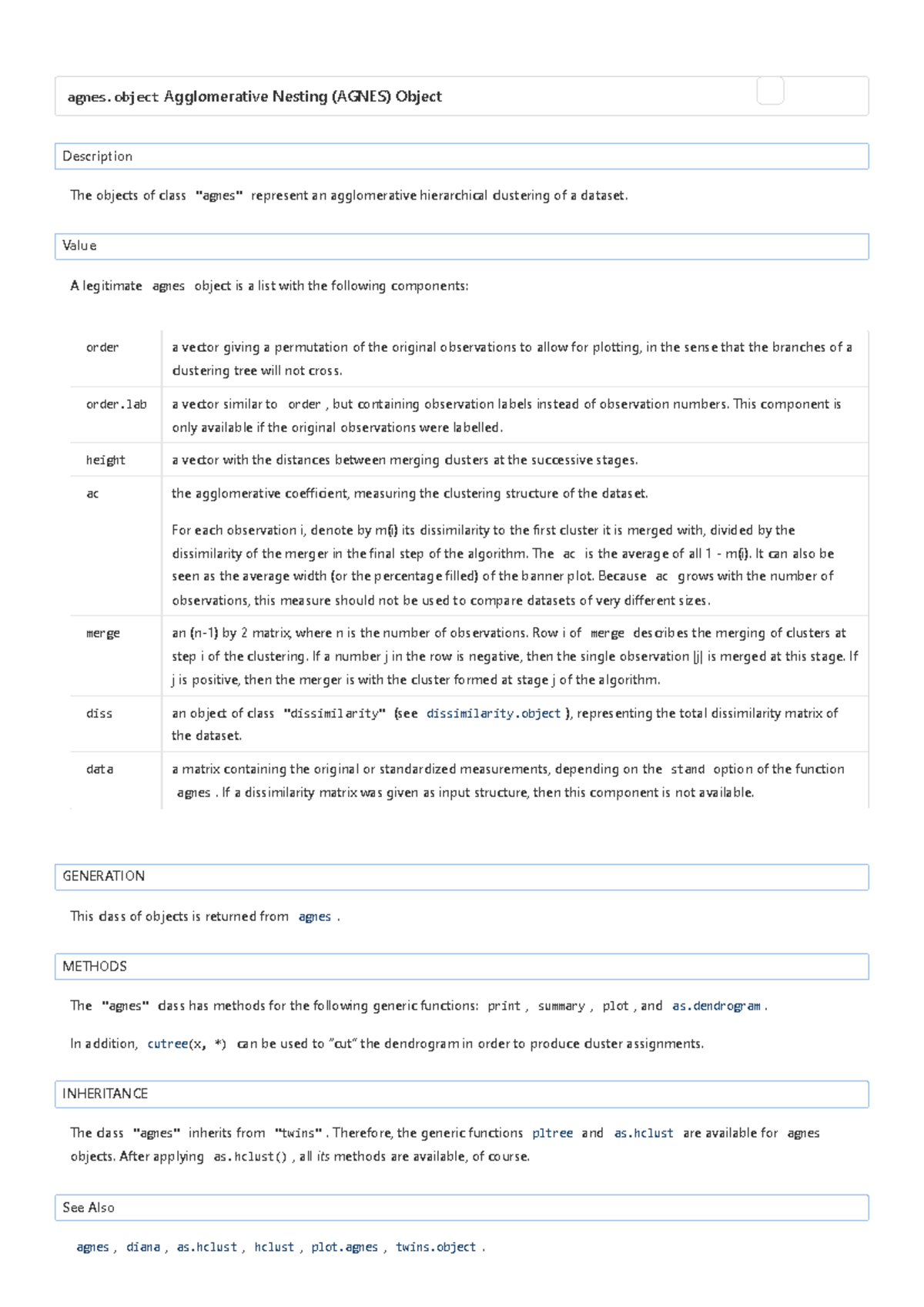 Agglomerative Nesting (Agnes) Object agnes Agglomerative Nesting