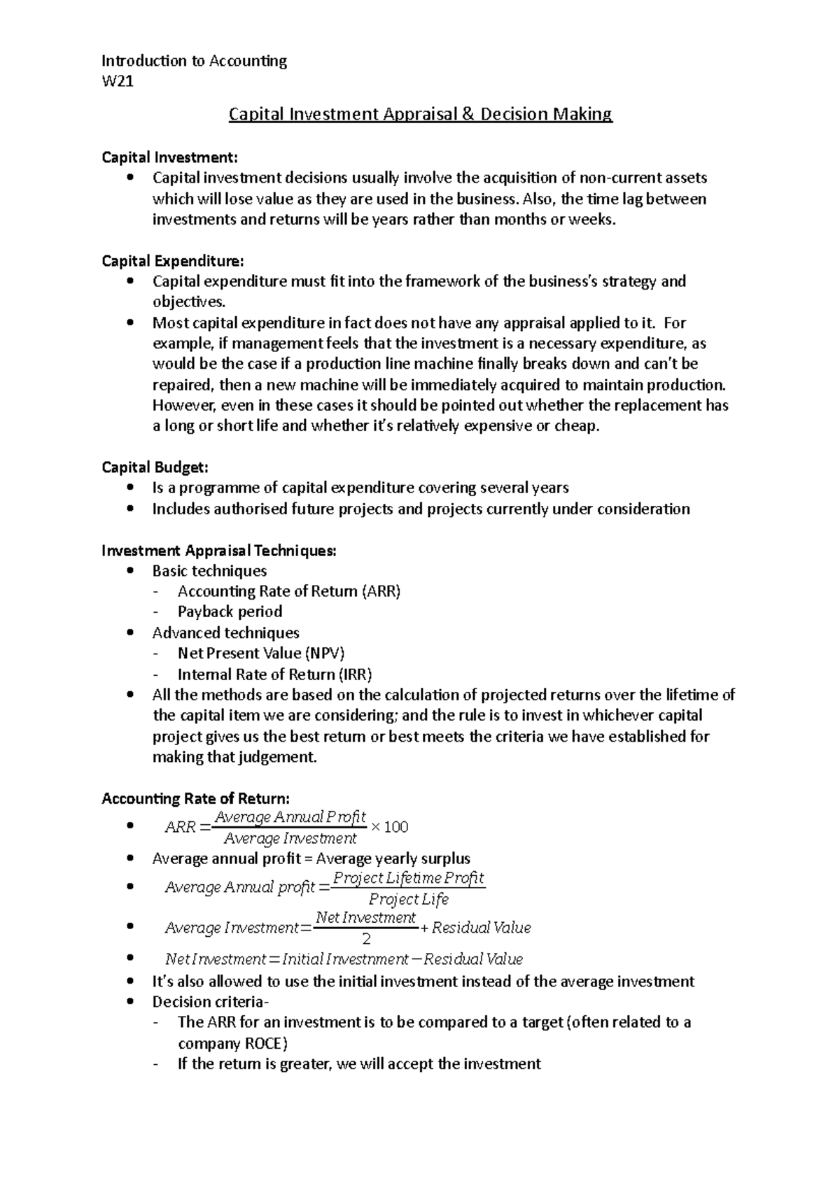 Introduction to accounting - Introduction to Accounting W Capital ...