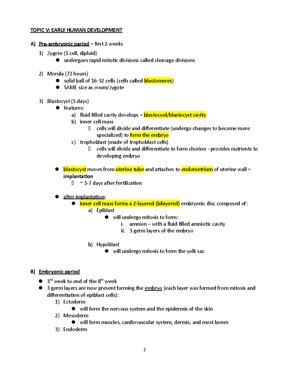 5 - Topic V - Early Human Development - TOPIC V: EARLY HUMAN ...