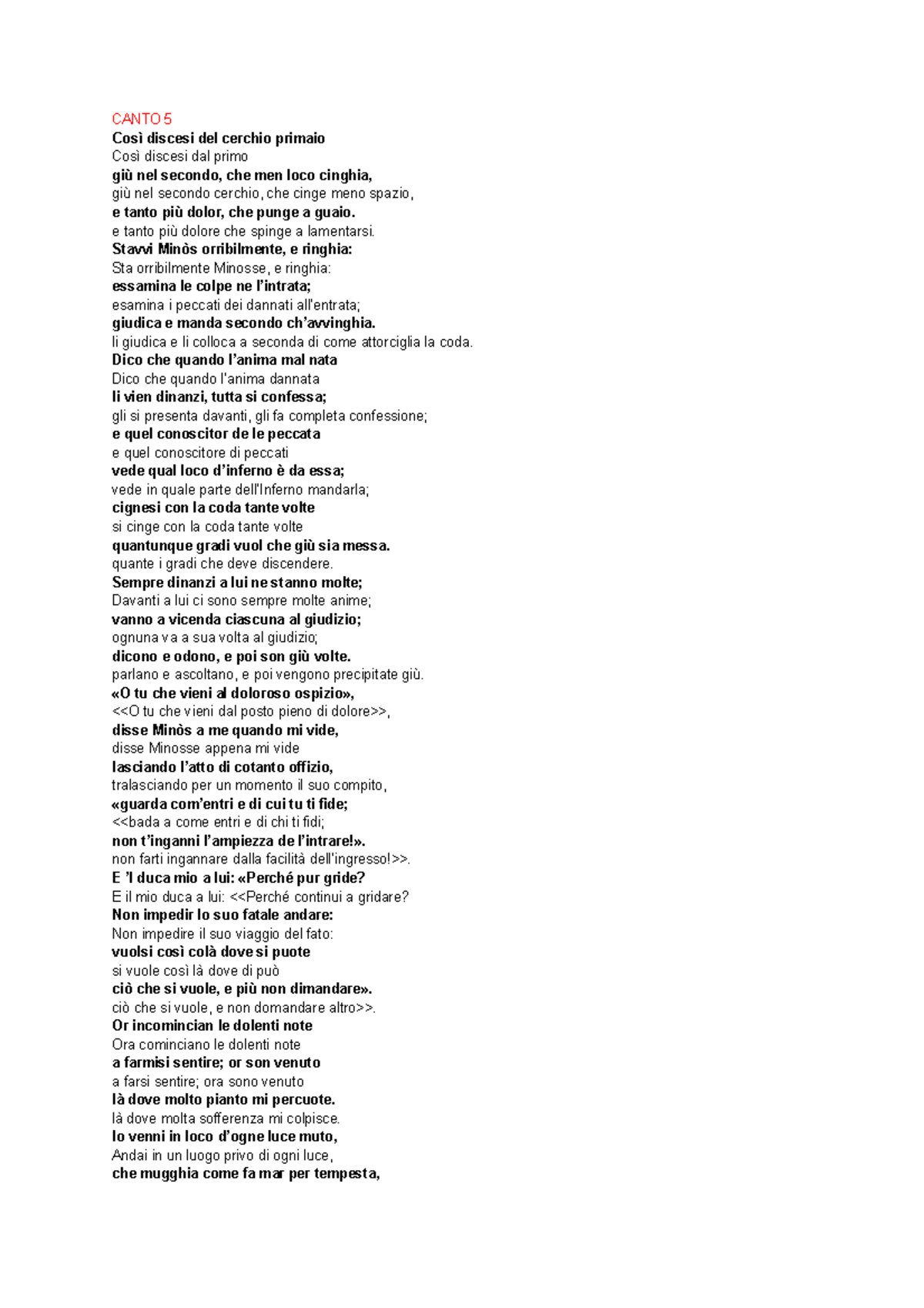 Canto 5 Inferno Parafrasi E Riassunto CANTO 5 Così discesi del cerchio primaio Così discesi