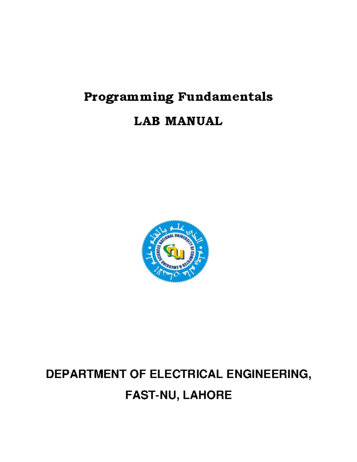 Programming Fundamentals Lab Manual - Programming Fundamentals LAB ...