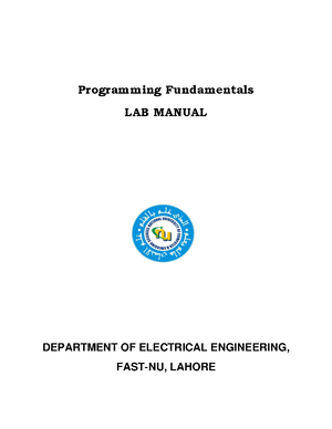 Programming Fundamentals Lab Manual Studocu