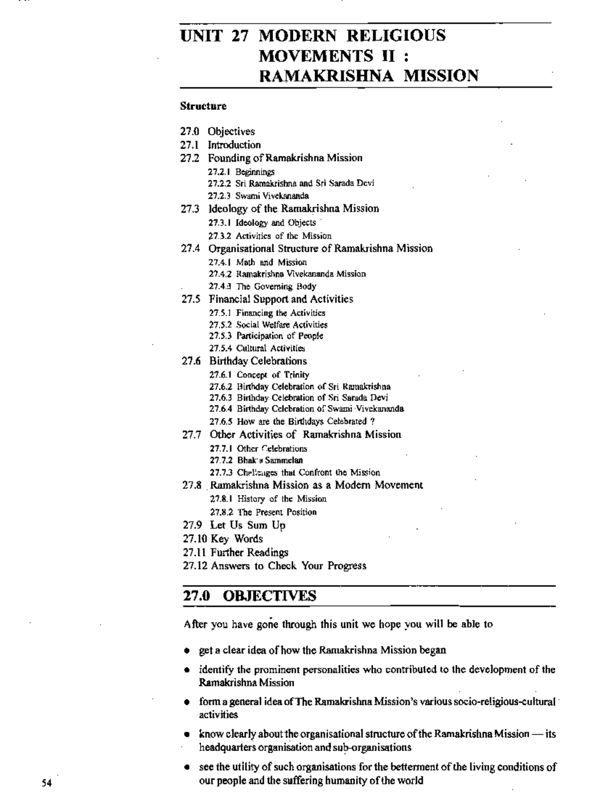 Unit-27 - Rama Krishna mission - UNIT 27 MODERN RELIGIOUS MOVEMENTS I1 ...