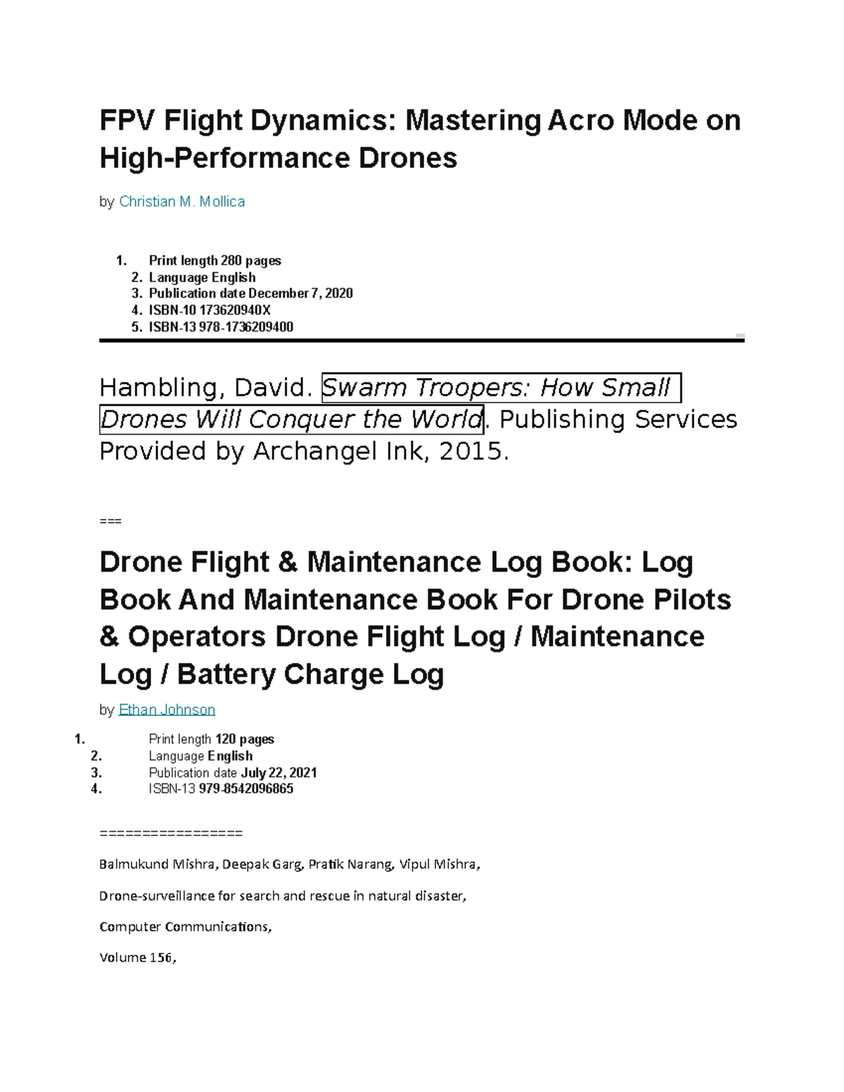 Reference Books - Zdrfgzdrg - FPV Flight Dynamics: Mastering Acro Mode ...