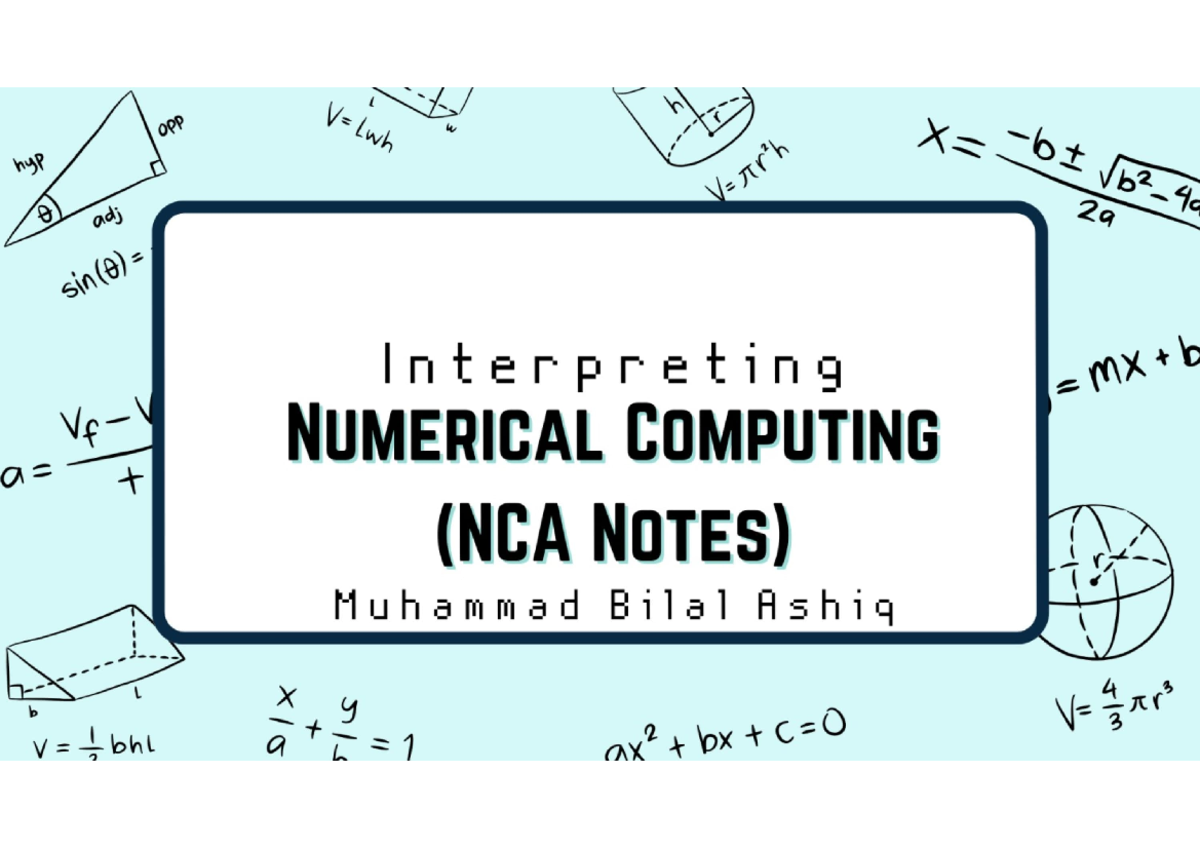 NC Notes - Numerical Computing - Studocu