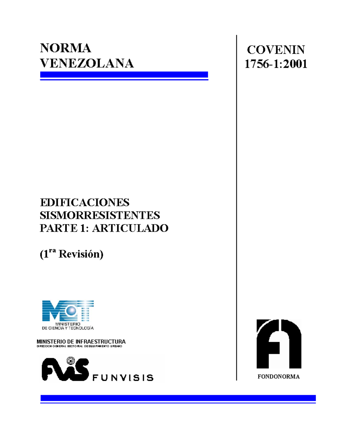 Norma Covenin 1756-2 001 Parte 1-A - NORMA VENEZOLANA EDIFICACIONES ...