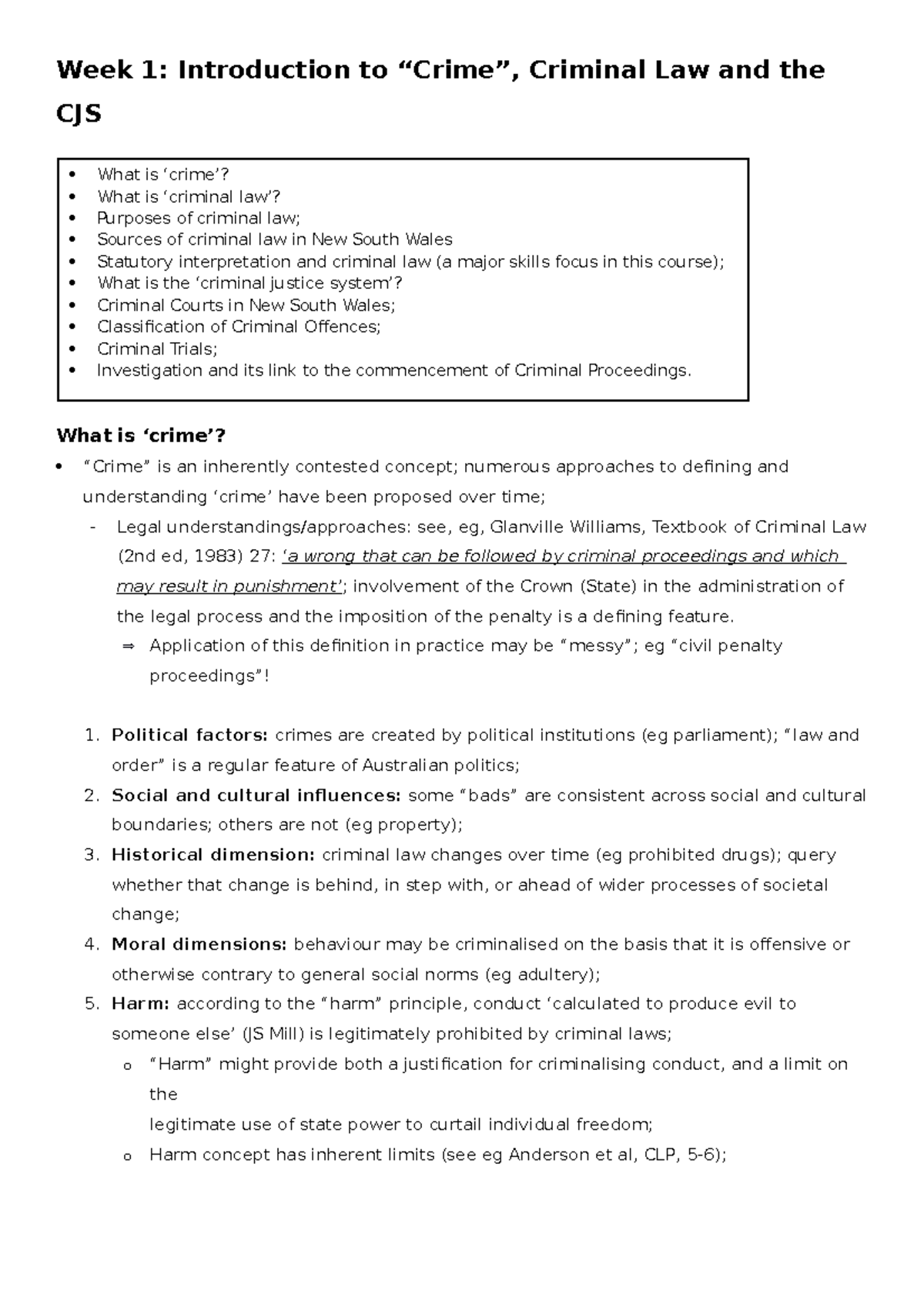 LAWS2030 Lecture Slides - Week 1: Introduction To “Crime”, Criminal Law ...