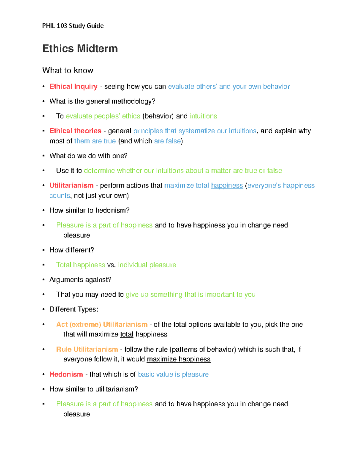 PHIL 103 Study Guide - Took this class with Nicholas Tebben. What a ...