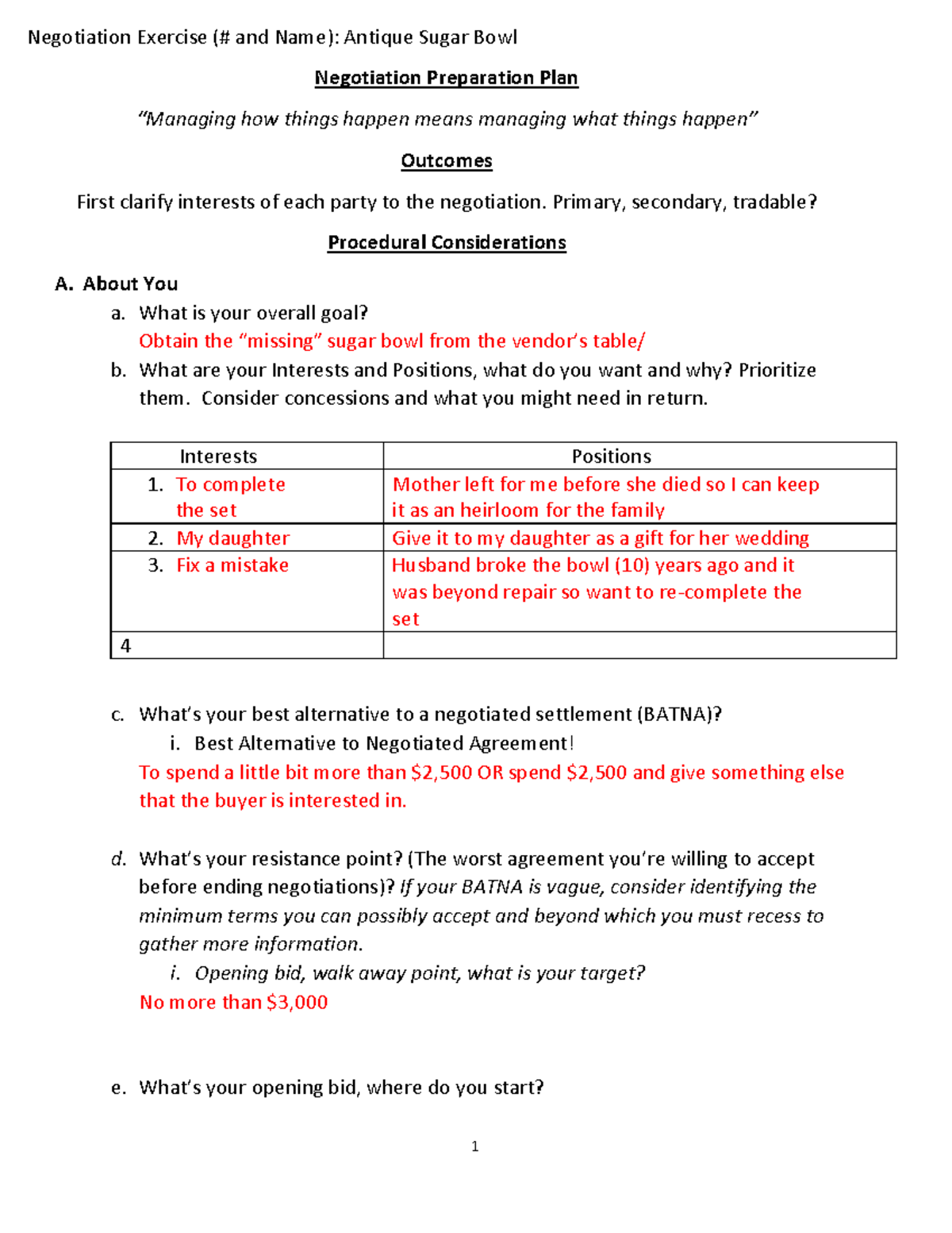 Antique Sugar Bowl Buyer 1 Negotiation Exercise ( and Name