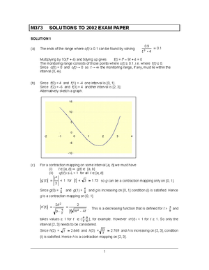 2004 Exam Solutions - M373 SOLUTIONS TO 2004 EXAM PAPER SOLUTION 1 tP ...