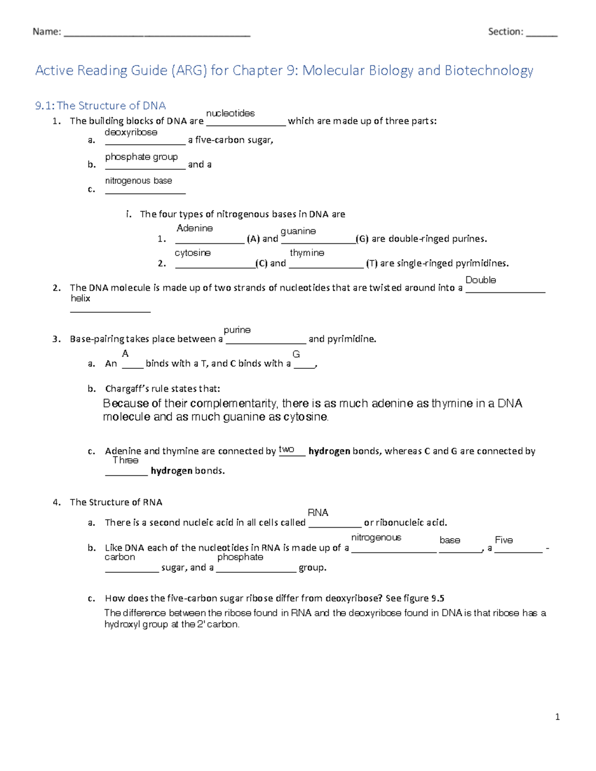 Chapter 9 ARG - n/a - Active Reading Guide (ARG) for Chapter 9 ...