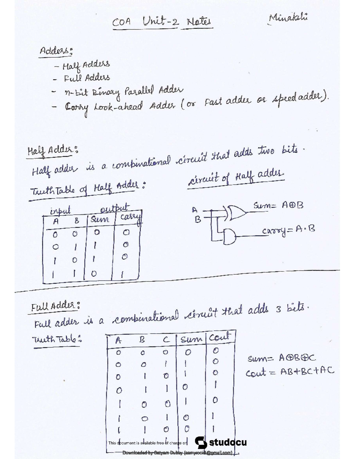 COA UNIT-2 - These notes are - B. Tech CSE - Studocu