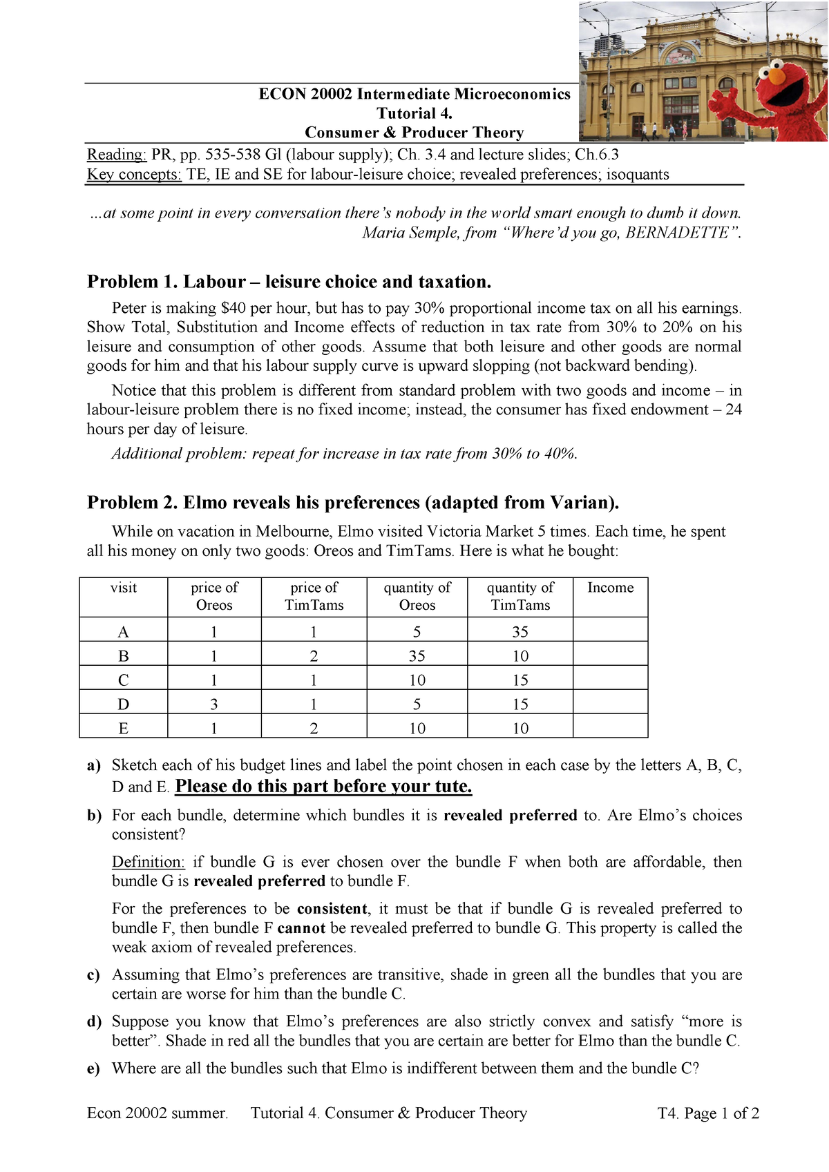 2000 2-T4 - Tutorial Work To Do In Tutorial 4 - Econ 20002 Summer ...