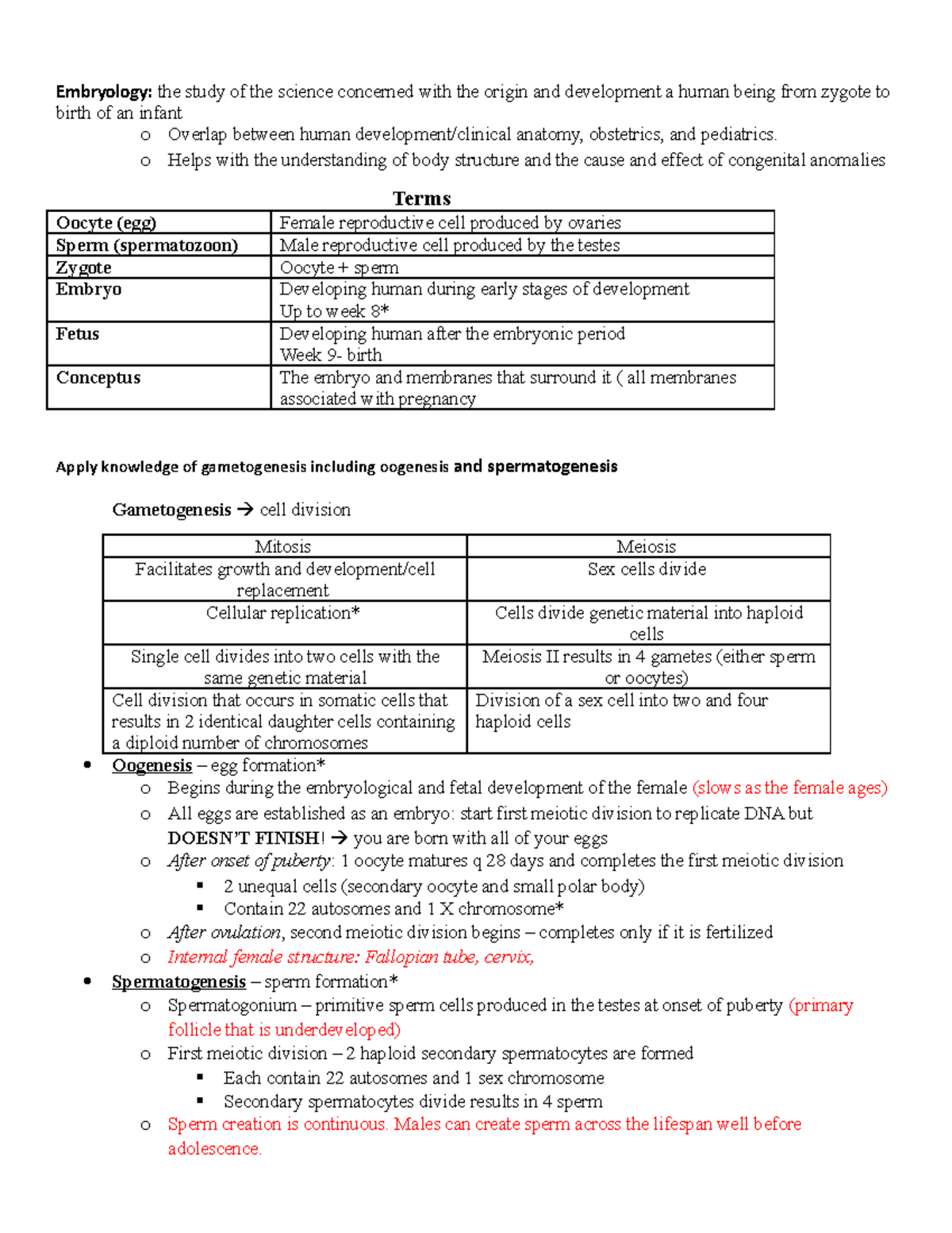 Maternity Study Guide Exam 1 - Embryology: the study of the science ...