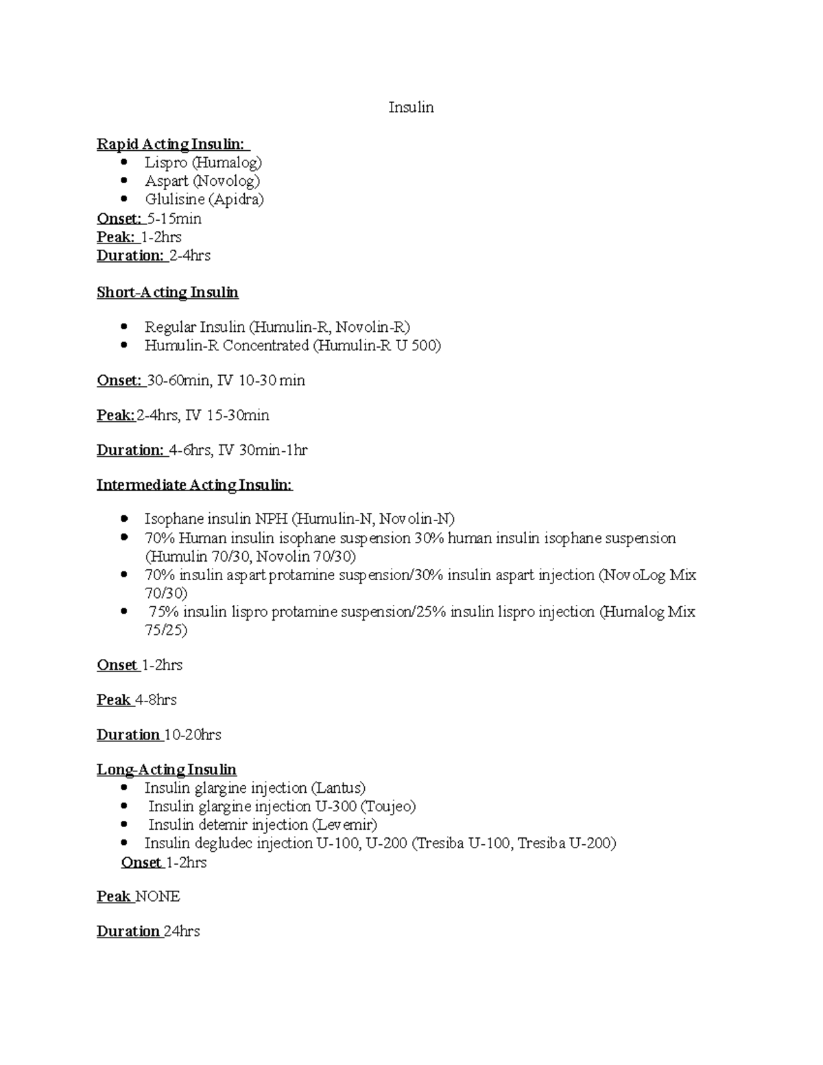 Insulin & Cefazolin 214b - Insulin Rapid Acting Insulin: Lispro ...