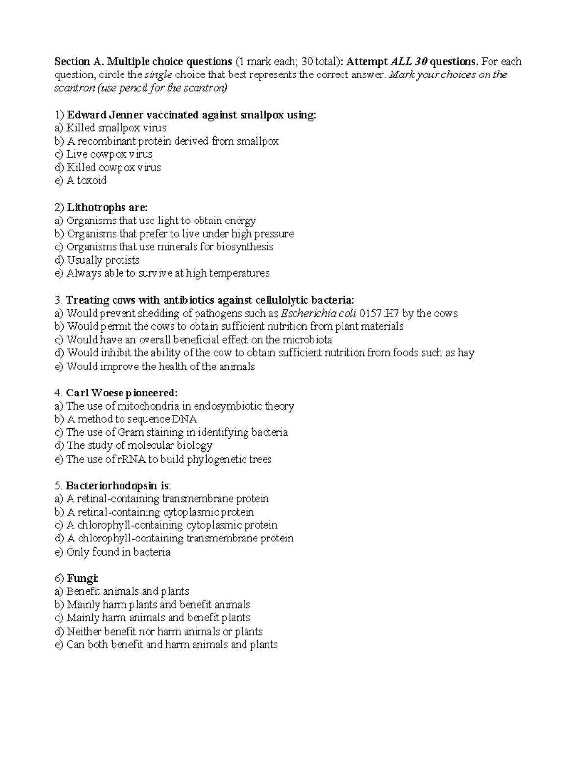 Midterm Exam 9 October 2018, questions - Section A. Multiple choice ...