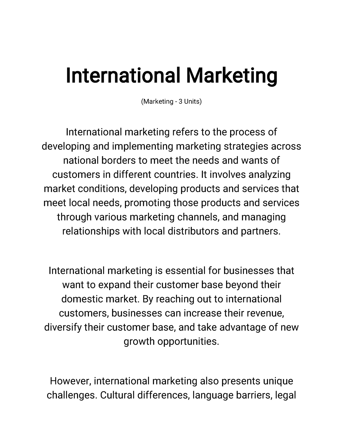 case study about international marketing