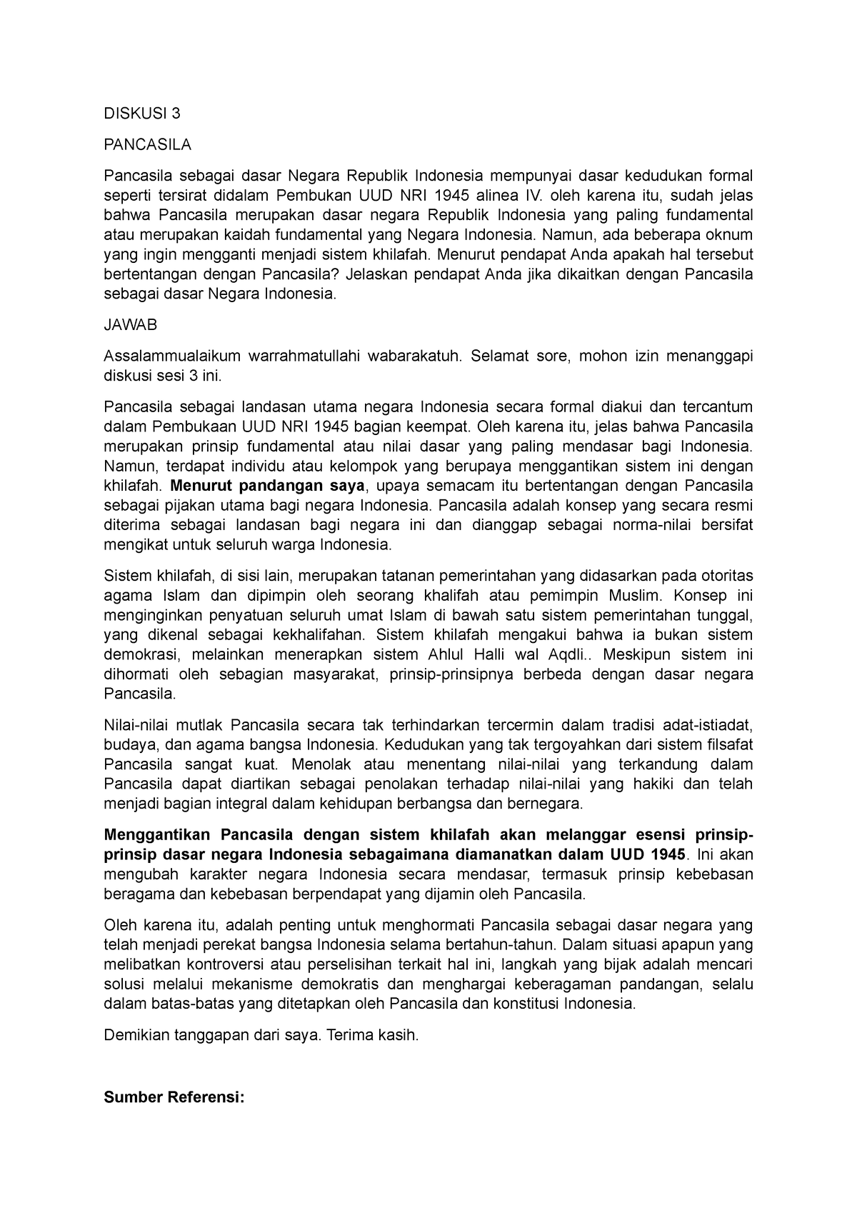 Diskusi 3 Pancasila - DISKUSI 3 PANCASILA Pancasila Sebagai Dasar ...