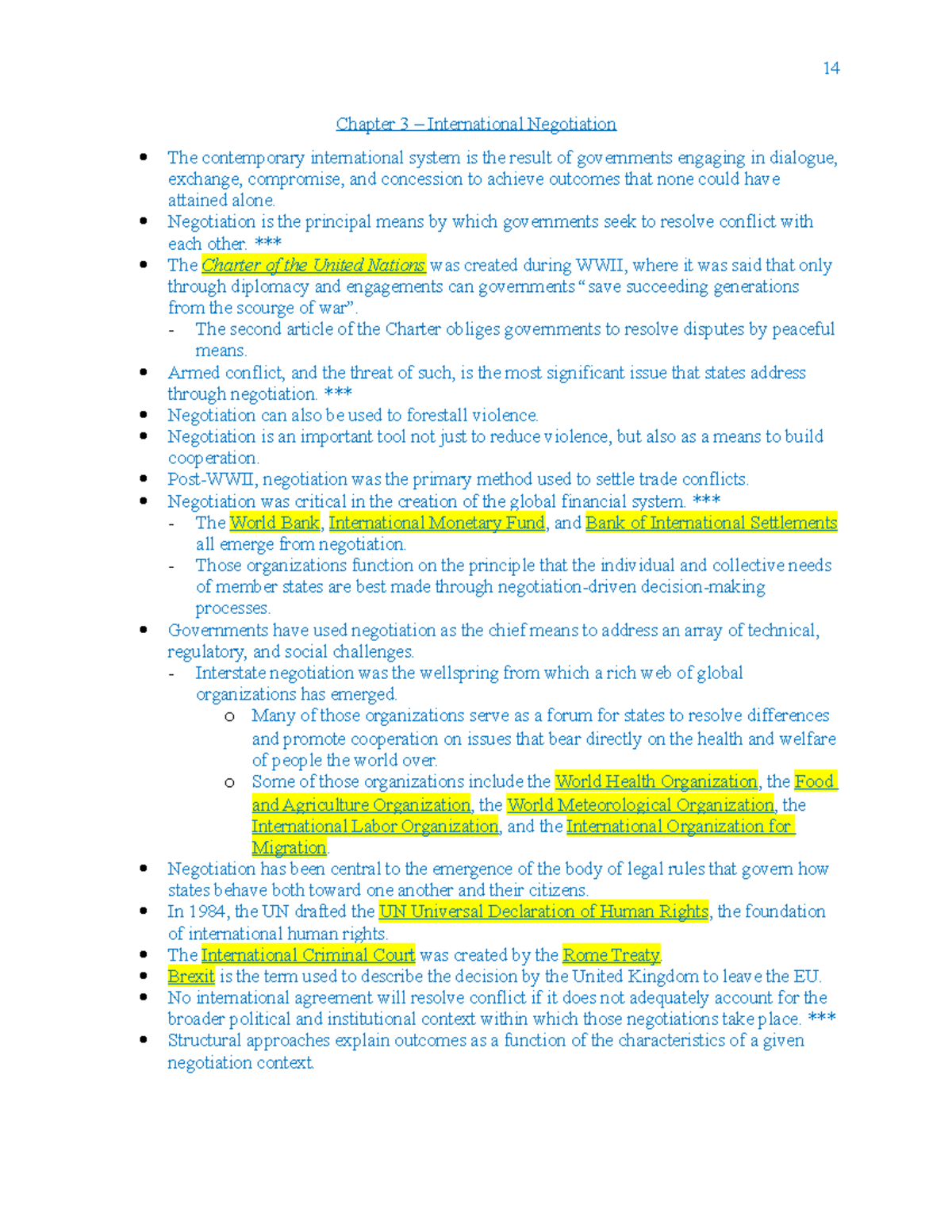 Chapter 3 Notes - 14 Chapter 3 – International Negotiation The ...