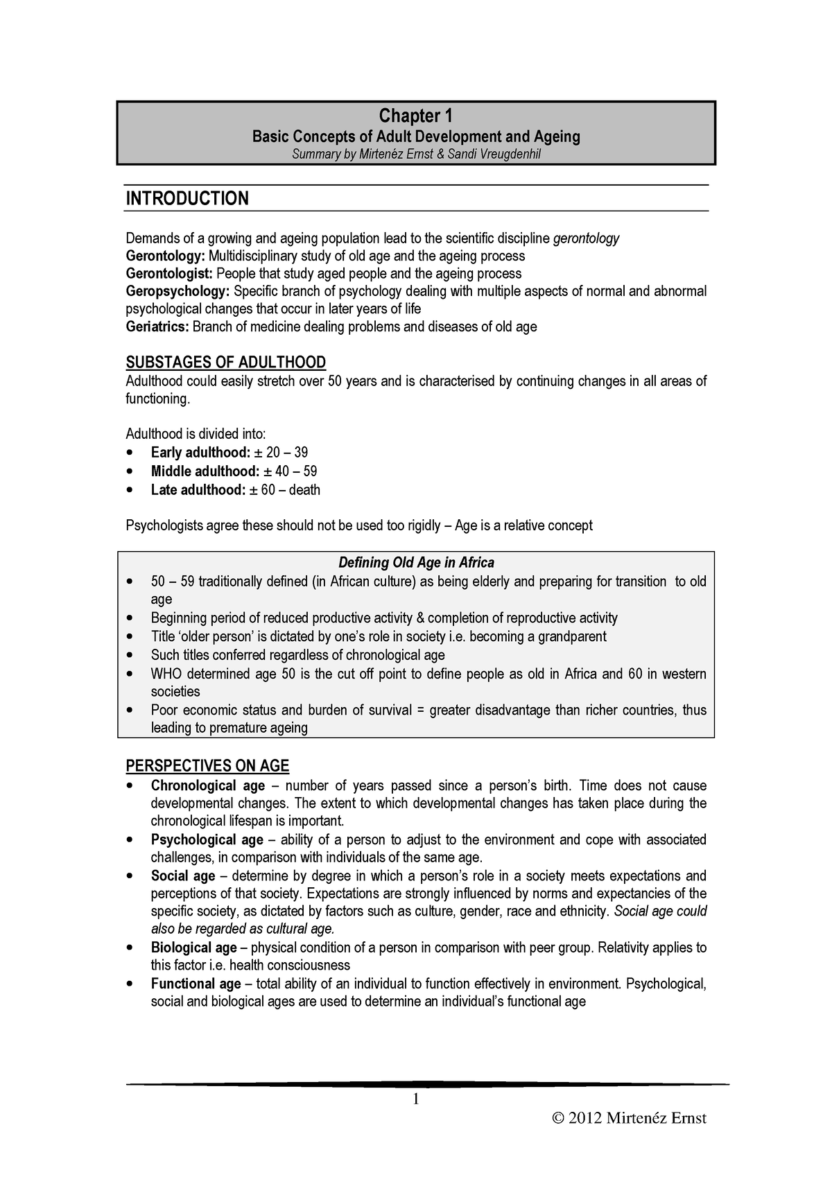 PYC2603-Complete-Summary Ageing - 1 - Studocu