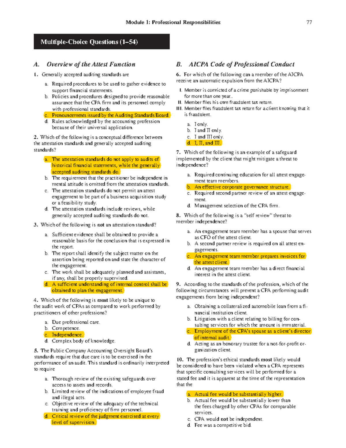 Capital Budgeting - Module 1: Professional Responsibilities 77 Multiple ...