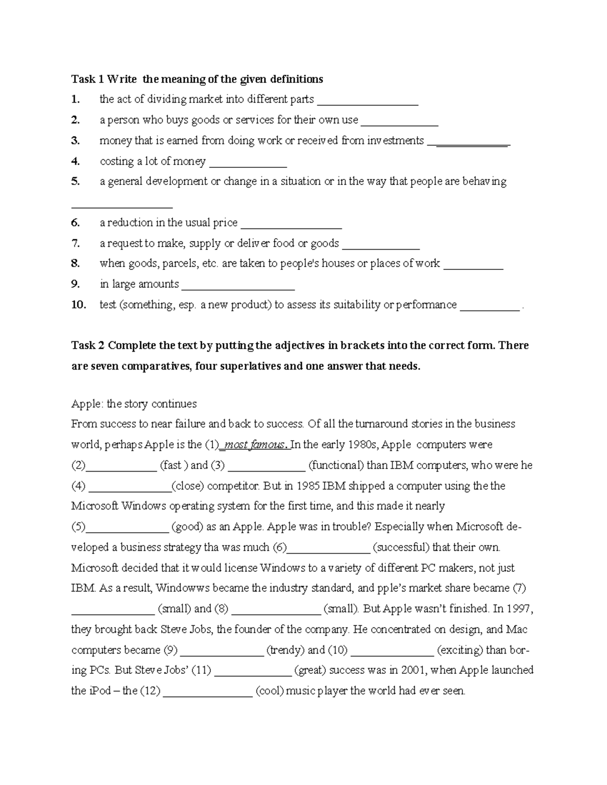 3 - very good - Task 1 Write the meaning of the given definitions 1 ...