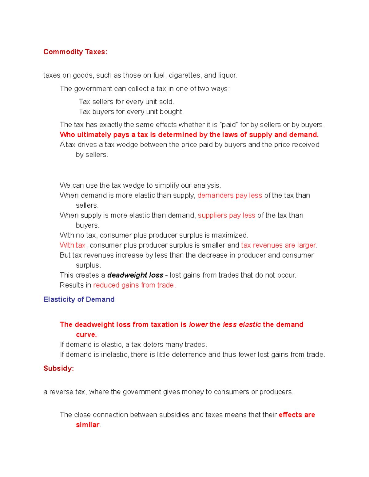 Chapter 5 Commodity Taxes Notes - Commodity Taxes: Taxes On Goods, Such ...