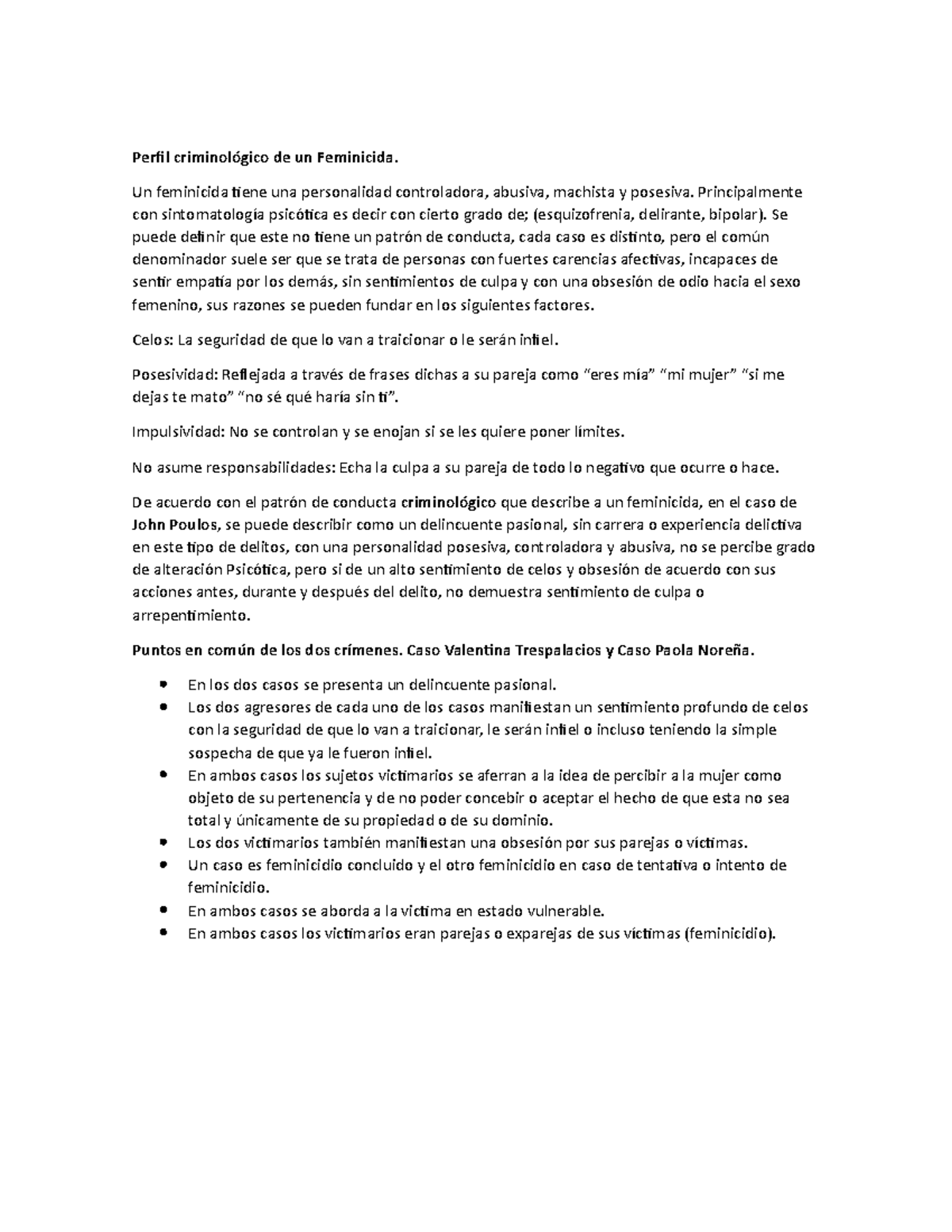 Taller perfil criminologico Perfil criminológico de un Feminicida. Un feminicida tiene una Taller perfil criminologico Perfil criminológico de un Feminicida. Un feminicida tiene una