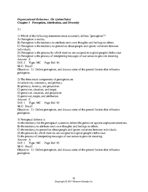 Chapter 5 Test Bank - 213 Organizational Behaviour, 10e (Johns/Saks ...