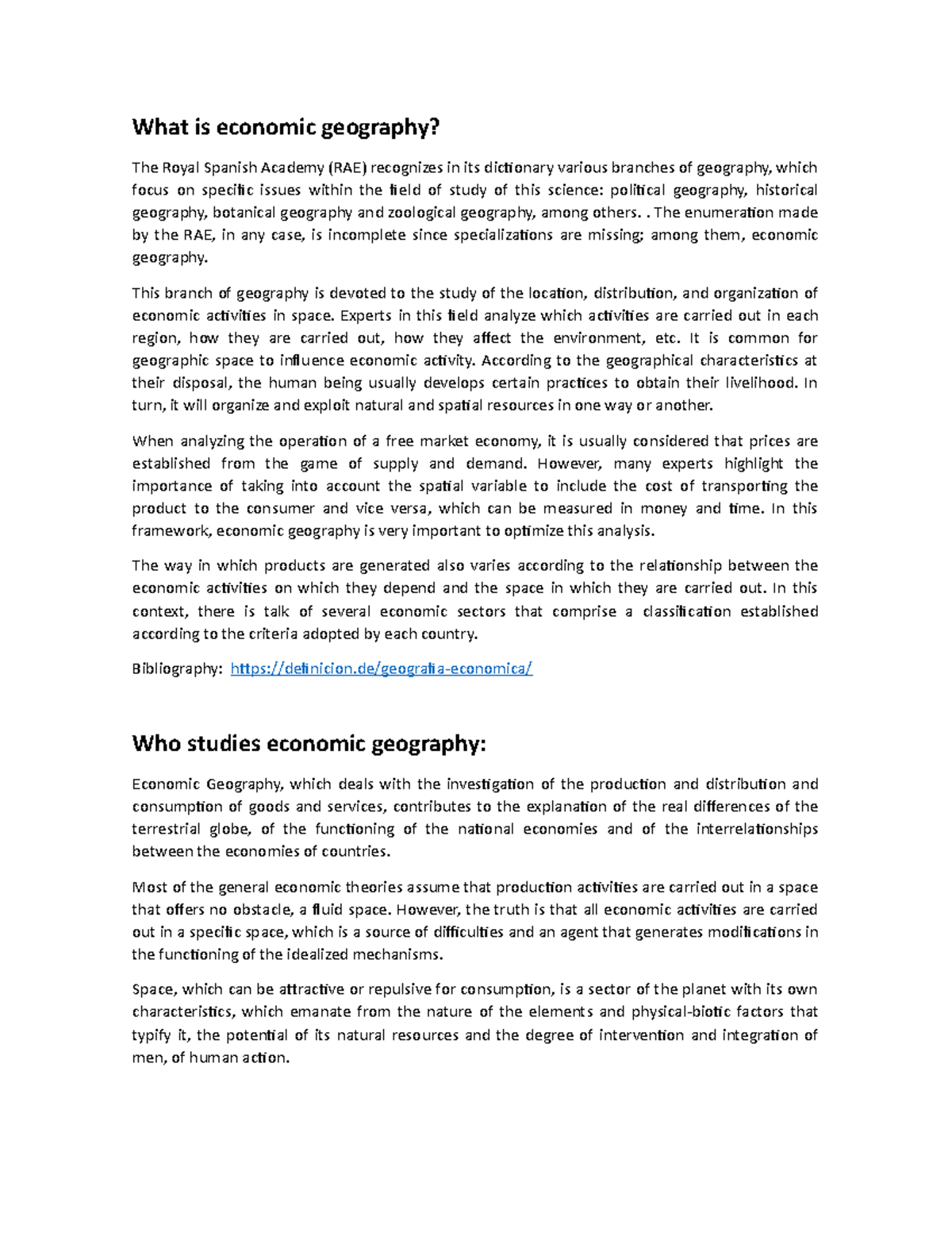 Translation work economic geography What is economic geography? The