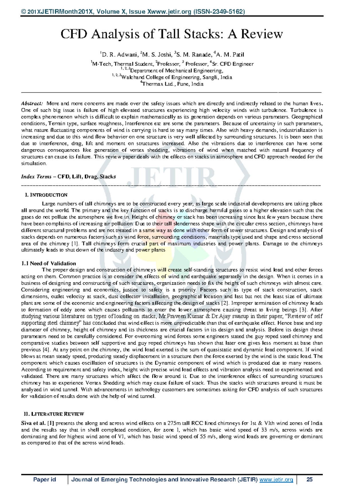 CFD Analysis of Tall Stacks: A Review - R. Adwani, 2 M. S. Joshi, 3 S ...
