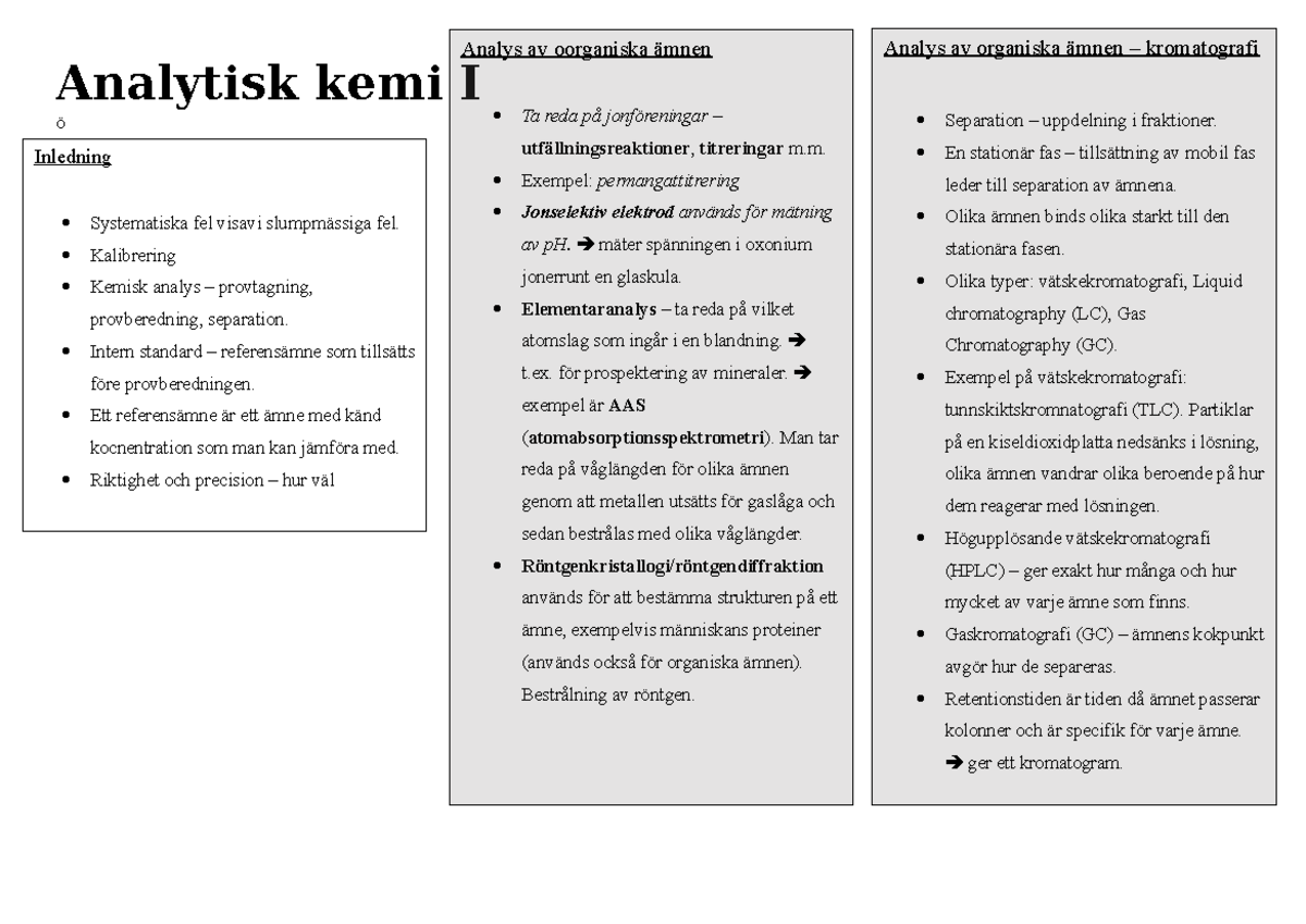 Analytisk Kemi - Kalibrering Kemisk Analys – Provtagning, Provberedning ...