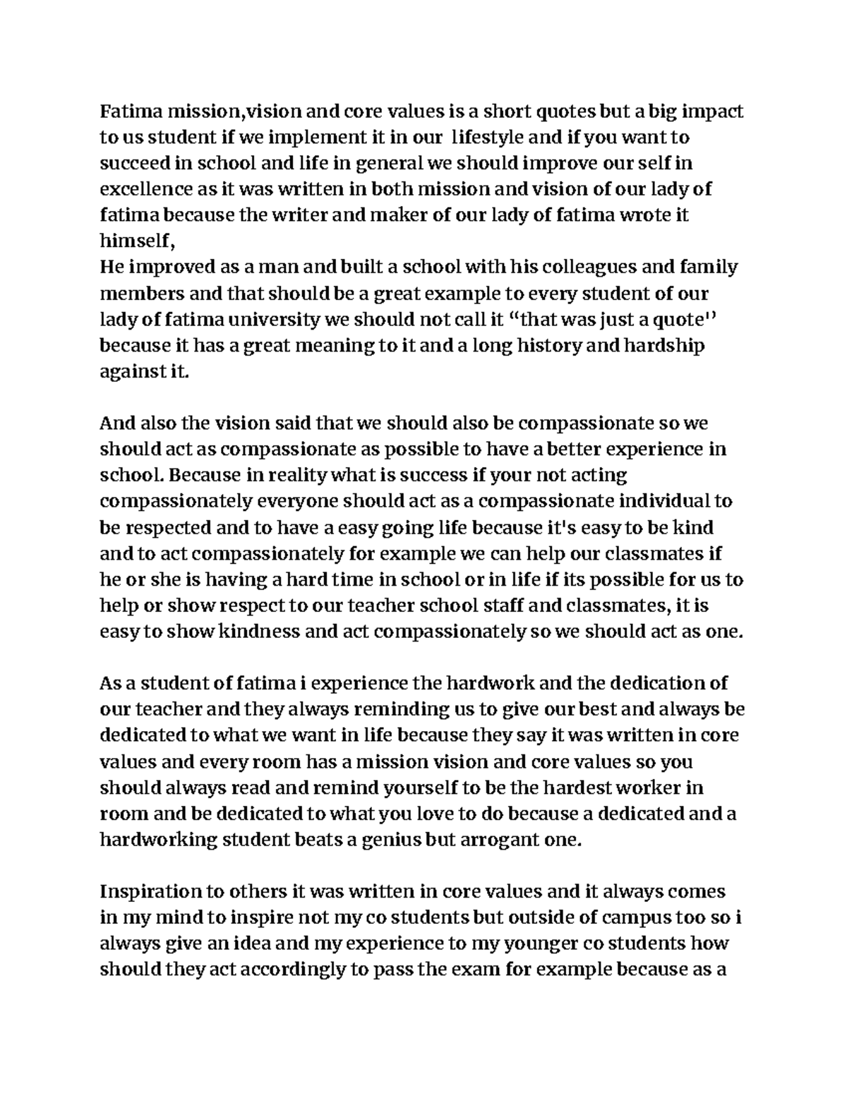 Untitled document - assignment in school - Fatima mission,vision and ...