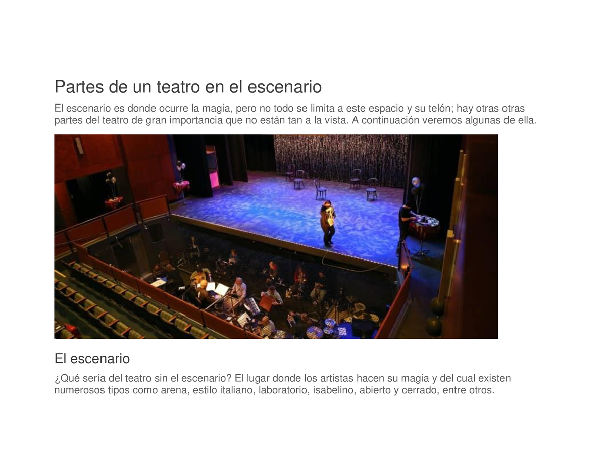 Partes De Un Teatro En El Escenario - A Continuación Veremos Algunas De ...