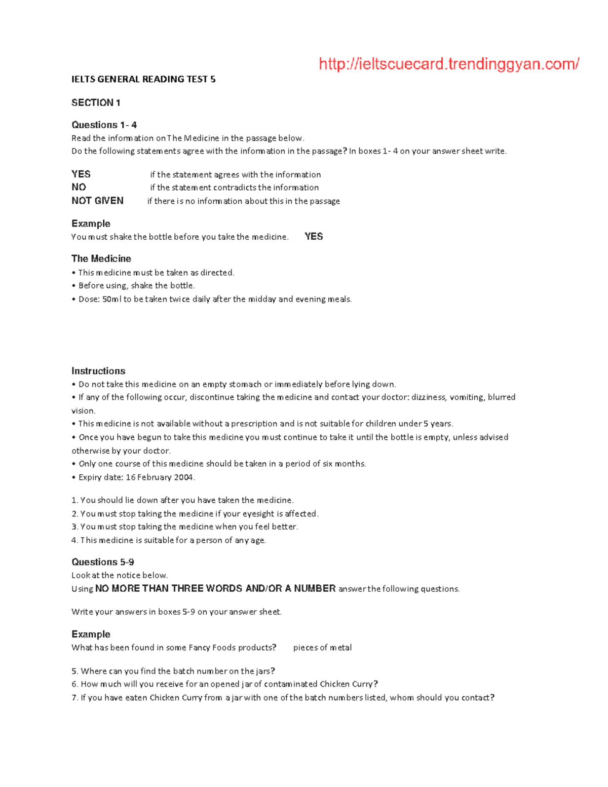 Ielts General Reading TEST 5 gfdhdfasfas - IELTS GENERAL READING TEST 5 ...