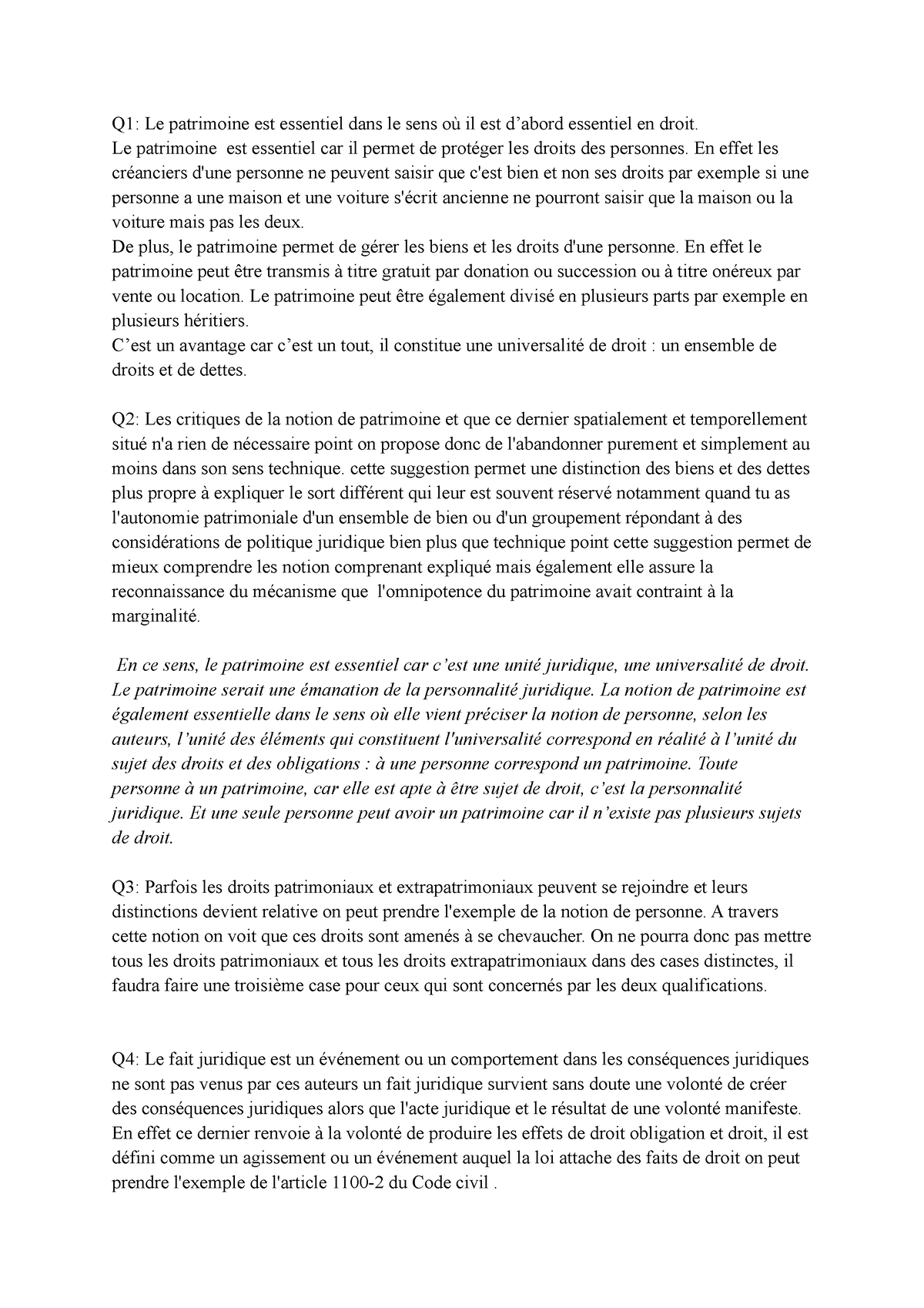 dissertation droit patrimoniaux et extrapatrimoniaux