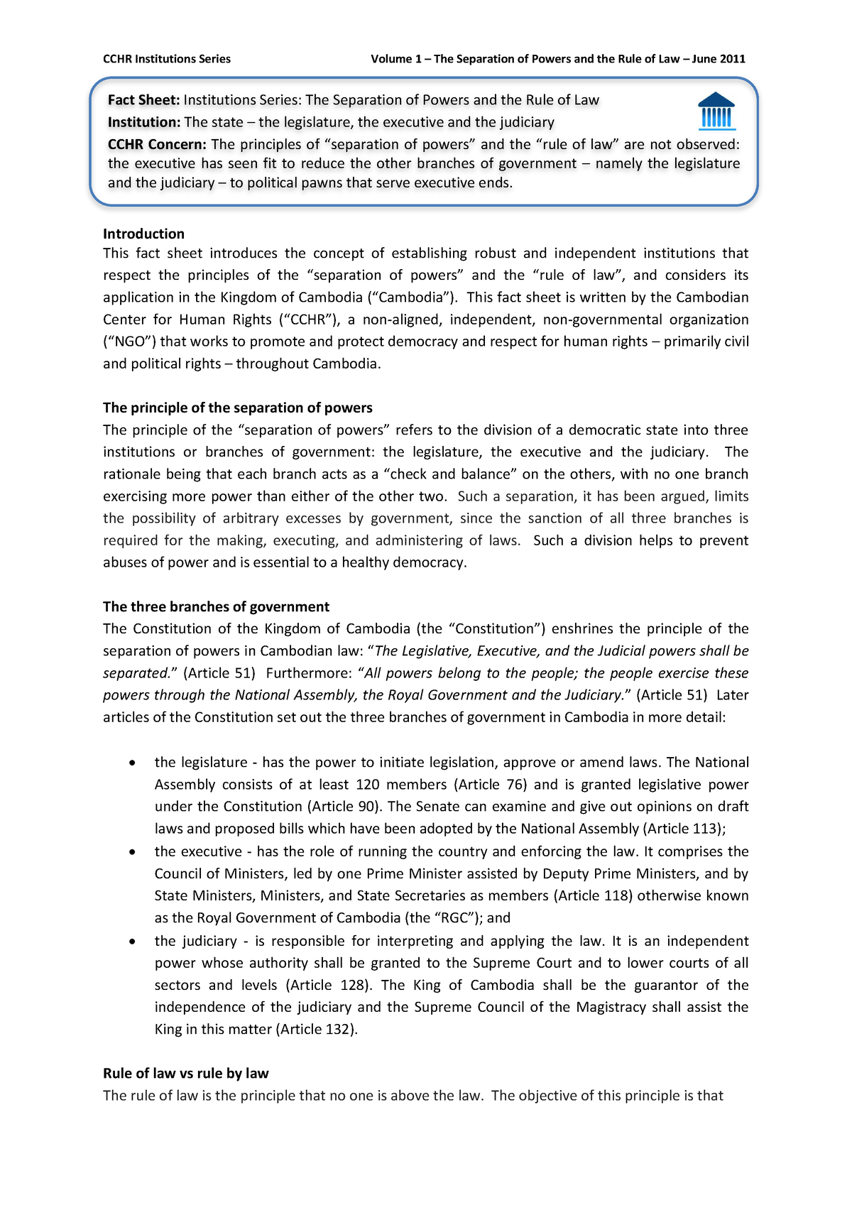 separation of powers and rule of law essay