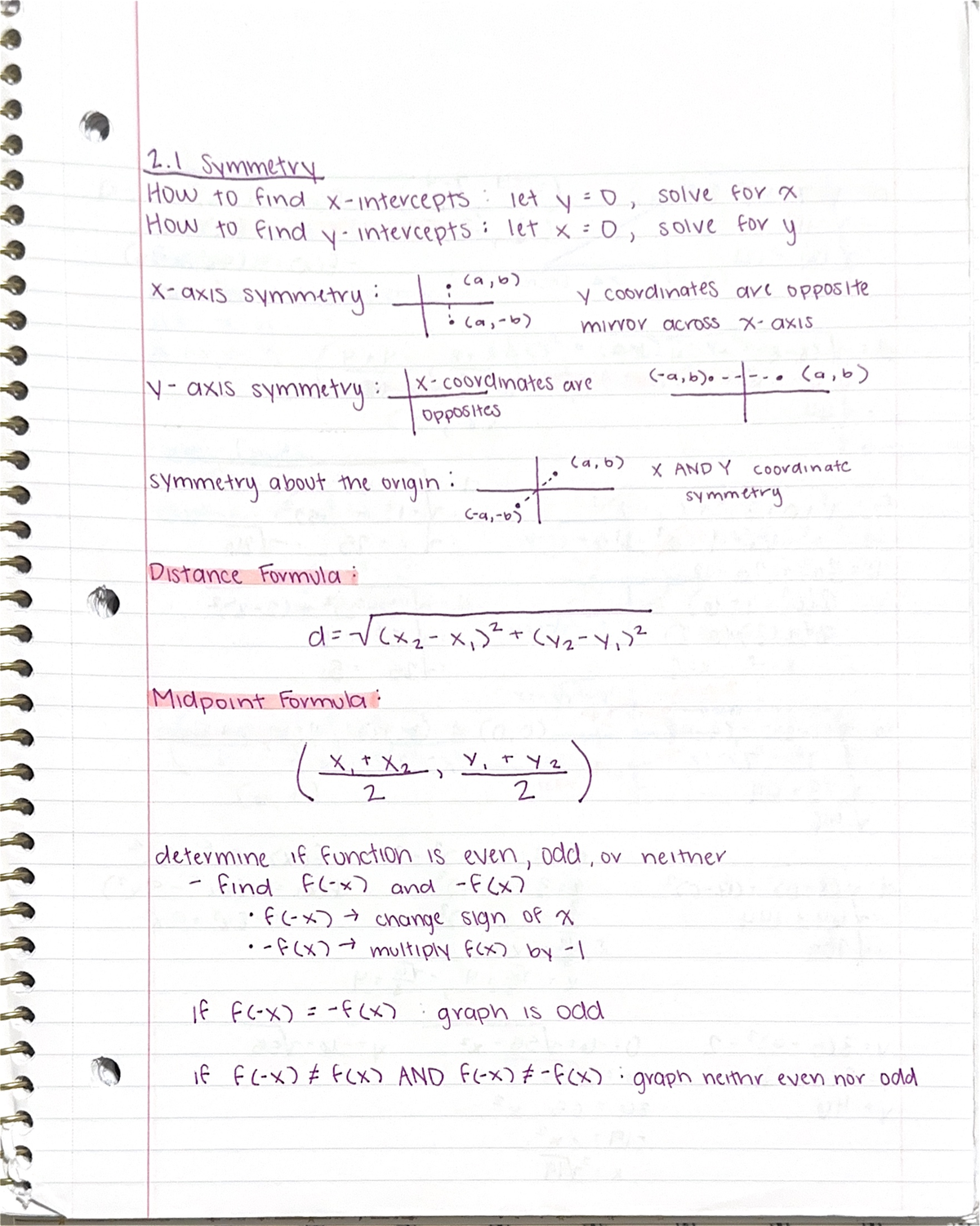 2.1 Symmetry Notes and Examples - MATH 1113E - UGA - Studocu