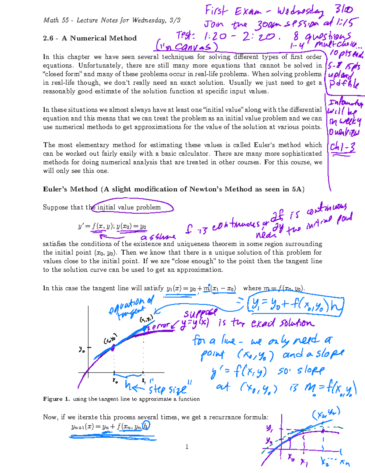55303 annotated - Prof Patricia Michel - Math 55 - Lecture Notes for ...