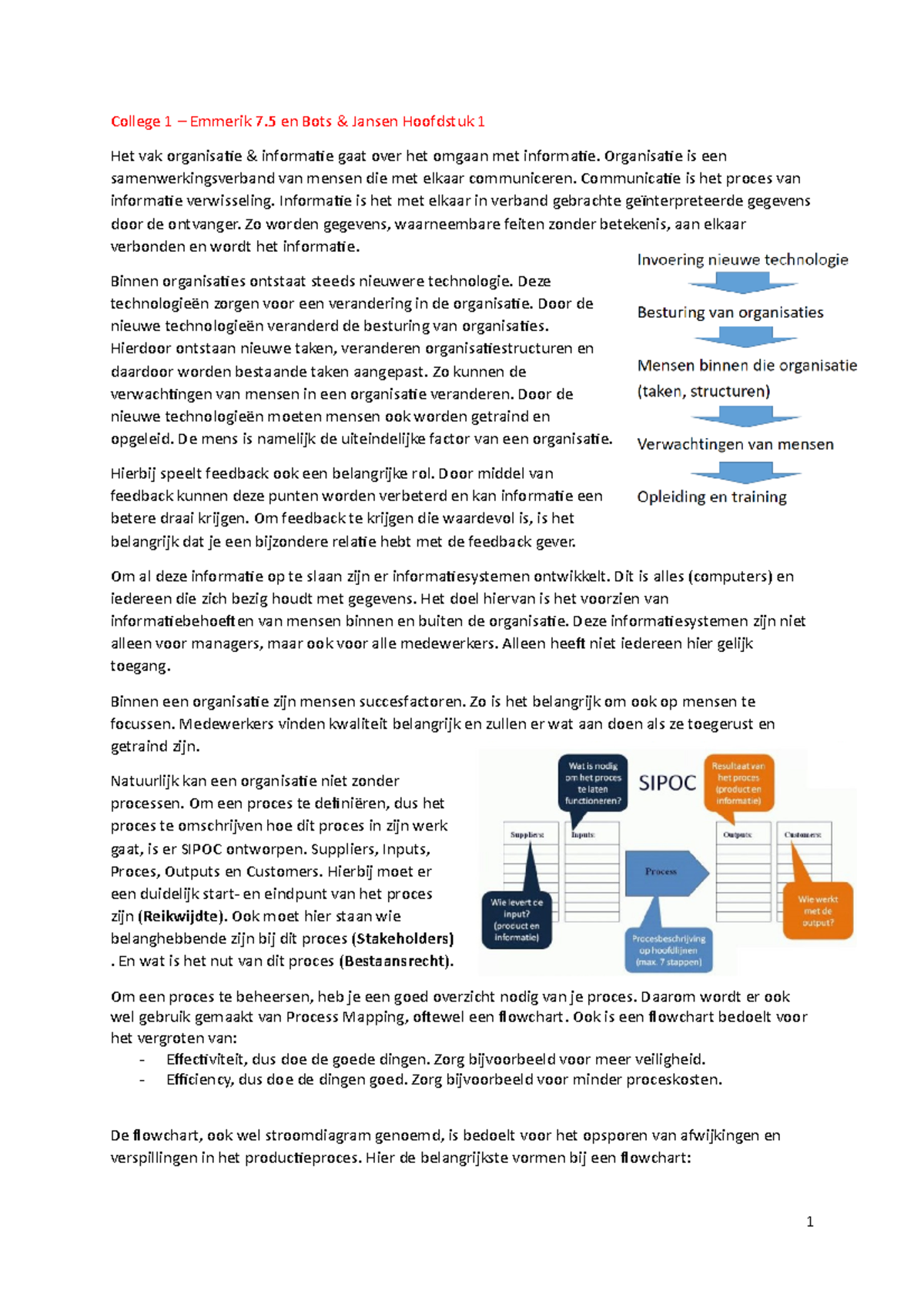 Samenvatting Organisatie En Informatie College 1 Emmerik 7 En Bots