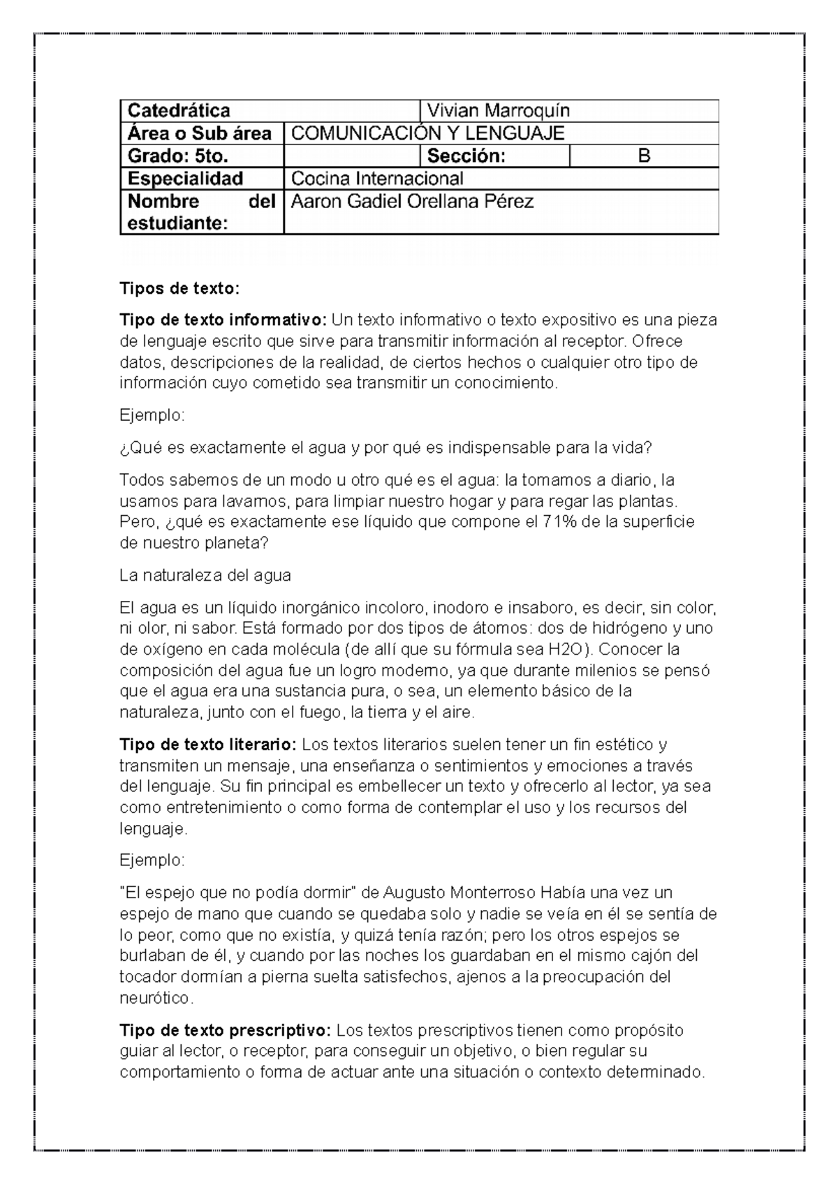 Trabajoescrito SOCIO ECONOMIA Tipos de texto Tipo de texto informativo Un texto