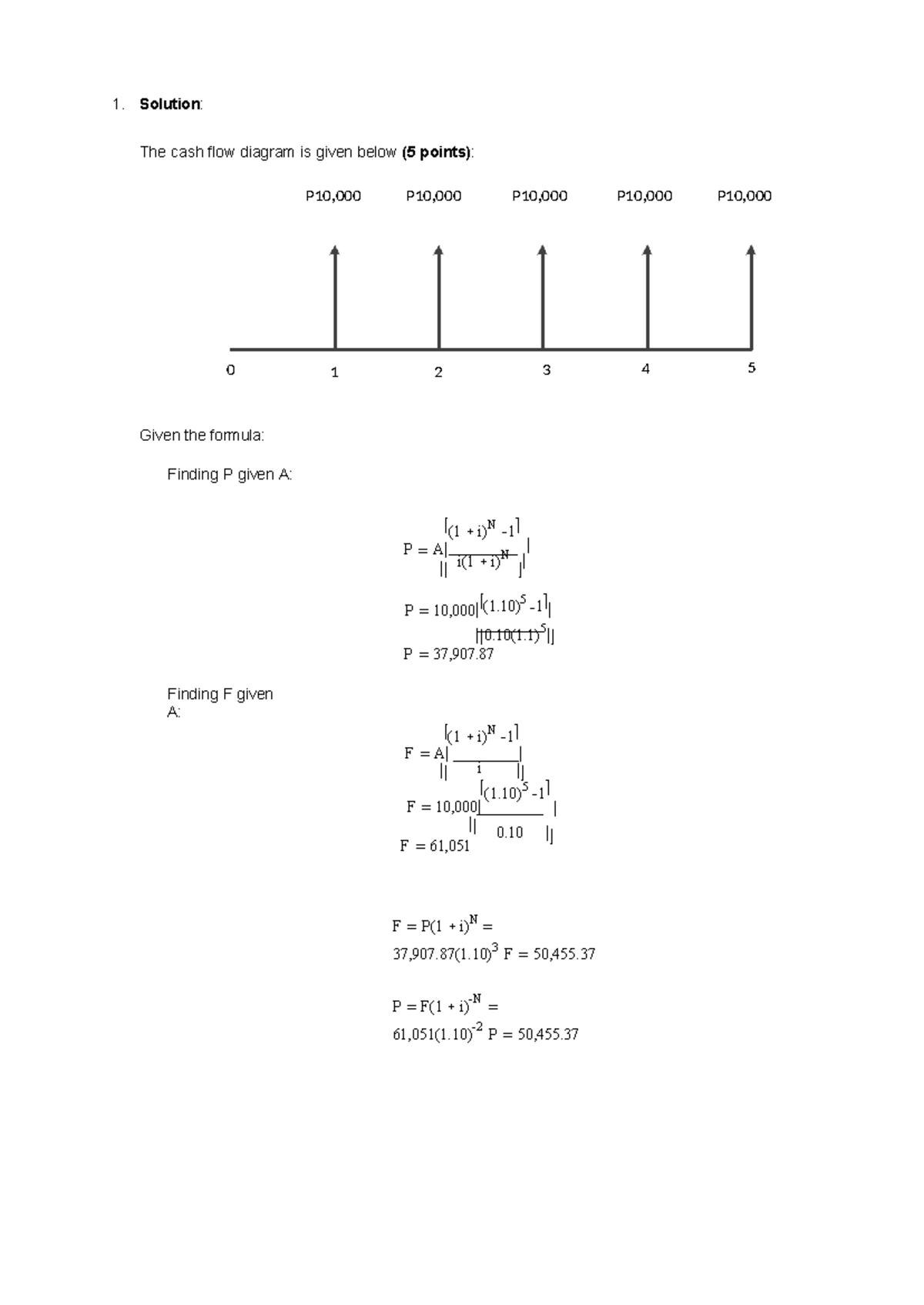 04 Task Performance 1 - ARG10 - Solution: The cash flow diagram is ...